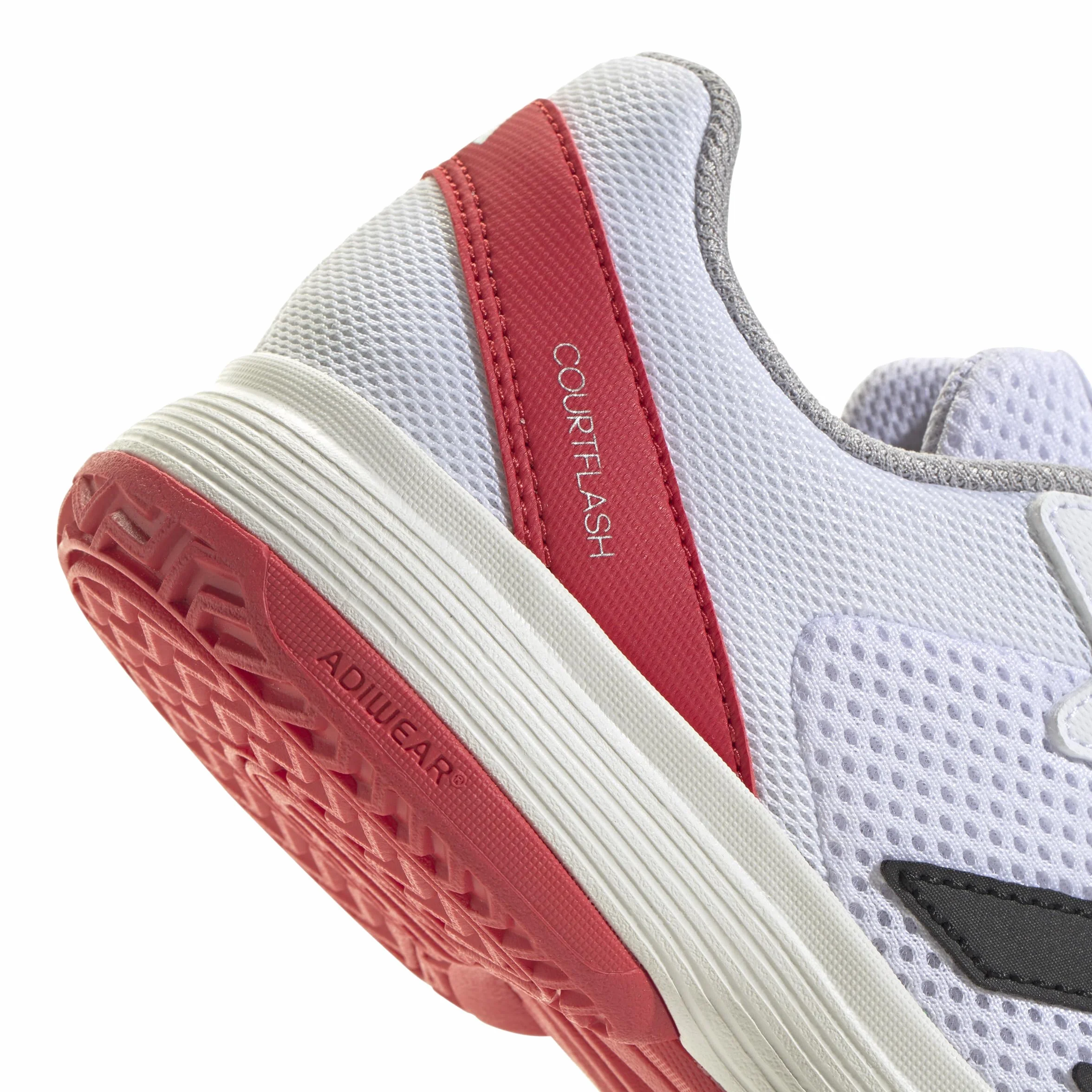 adidas Uniseks - dzieci Courtflash Kids Tennis Shoes, Cloud White/Core Black/Lucid Red, 38 EU