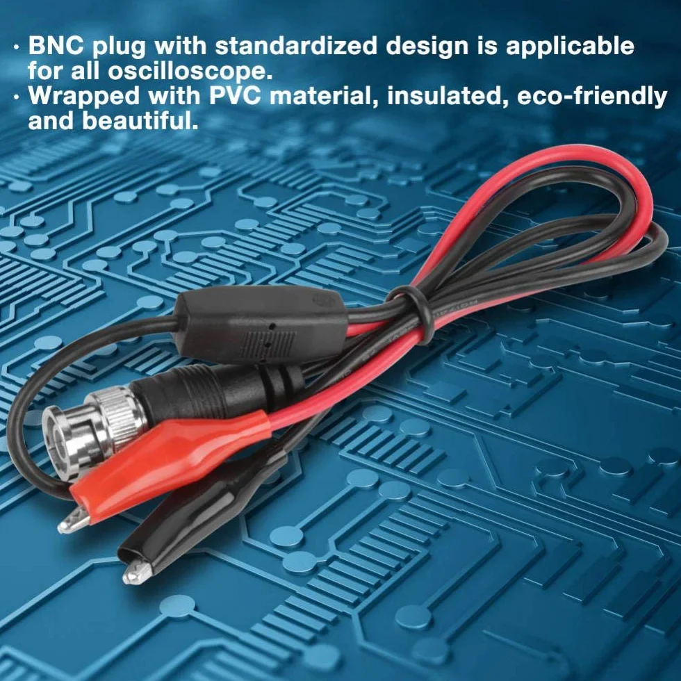 2 szt. kabel sondy testowej oscyloskopowej BNC wtyczka męska Q9 do podwójnego zacisku aligatora 0,5 m do fabryki elektronicznej itp.