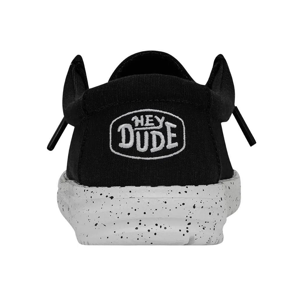 Hey Dude Wally Youth Slub Canvas Moccasin, Black, 34 EU, czarny, 34 EU