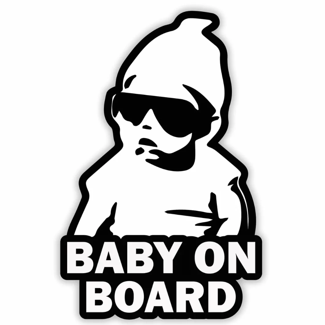 TOTOMO Naklejka Baby on Board - zabawna urocza naklejka ostrzegawcza znak z Carlosem z kaca do samochodów na okna i zderzaki ALI-001