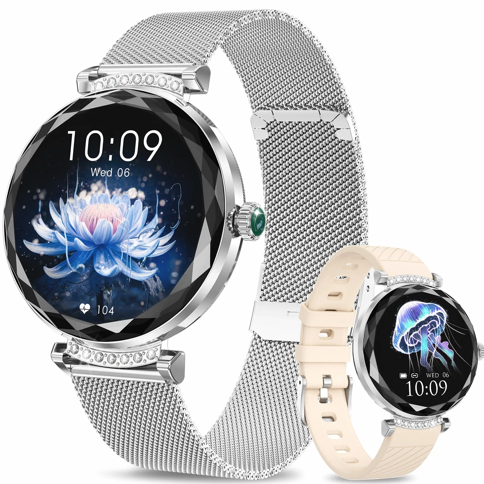Inteligentny zegarek dla kobiet, odbieranie/nawiązywanie połączeń, 3.0 cm AMOLED Smartwatch z Bluetooth do telefonów z systemem Android, iOS, wodoodporny monitor aktywności IP68 z licznikiem