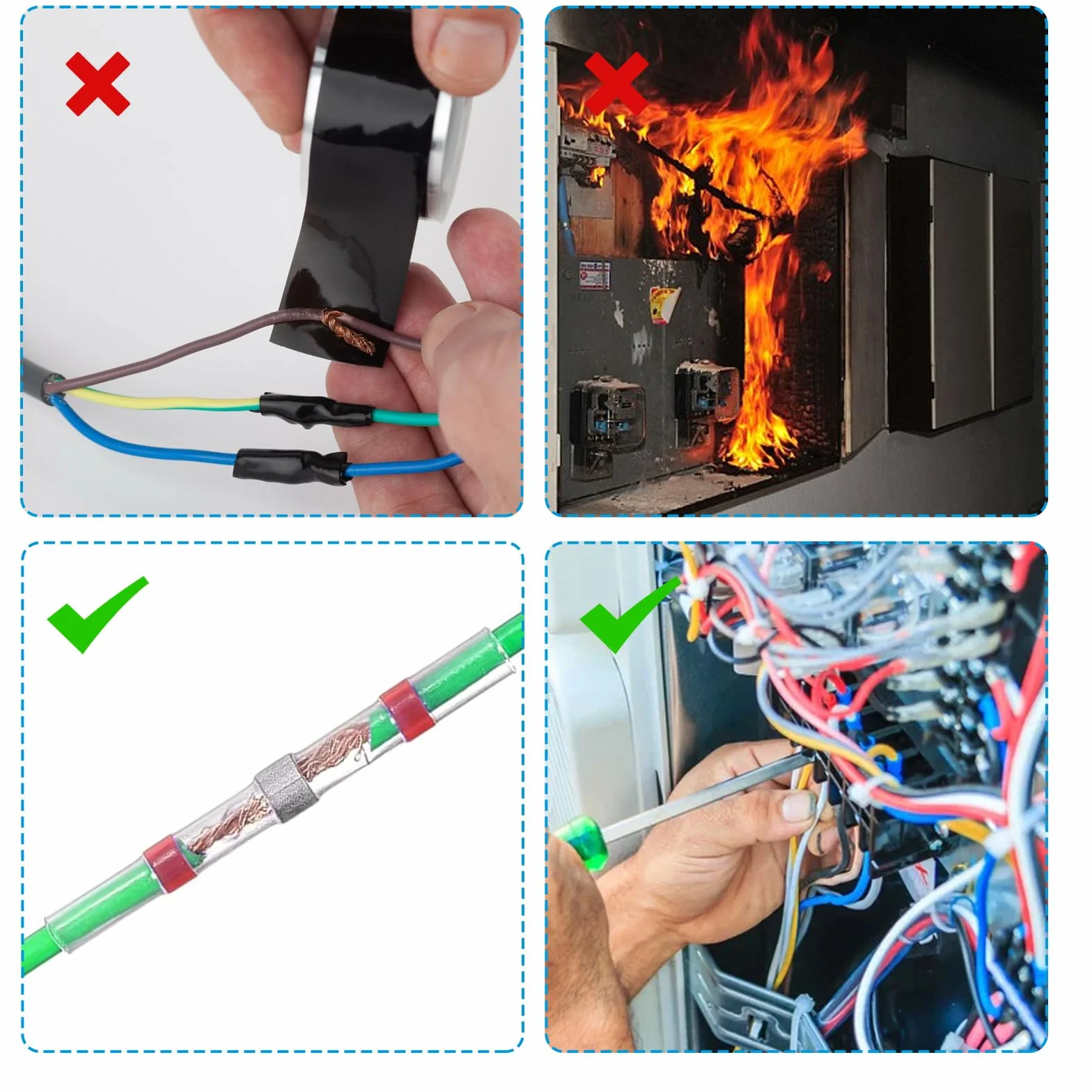 150 sztuk wodoodpornych izolowanych złączek kablowych, zestaw złączek lutowniczych termokurczliwych w 4 rozmiarach 26-10AWG, złączka lutownicza z rurką termokurczliwą, złączka udarowa