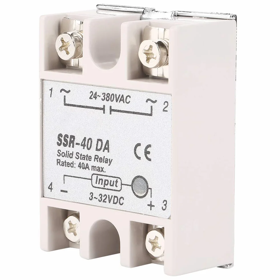 Halbleiterrelais SSR-40DA 40A Einphasen-Halbleiterrelais Eingang 3-32V DC Ausgang 24-380V AC