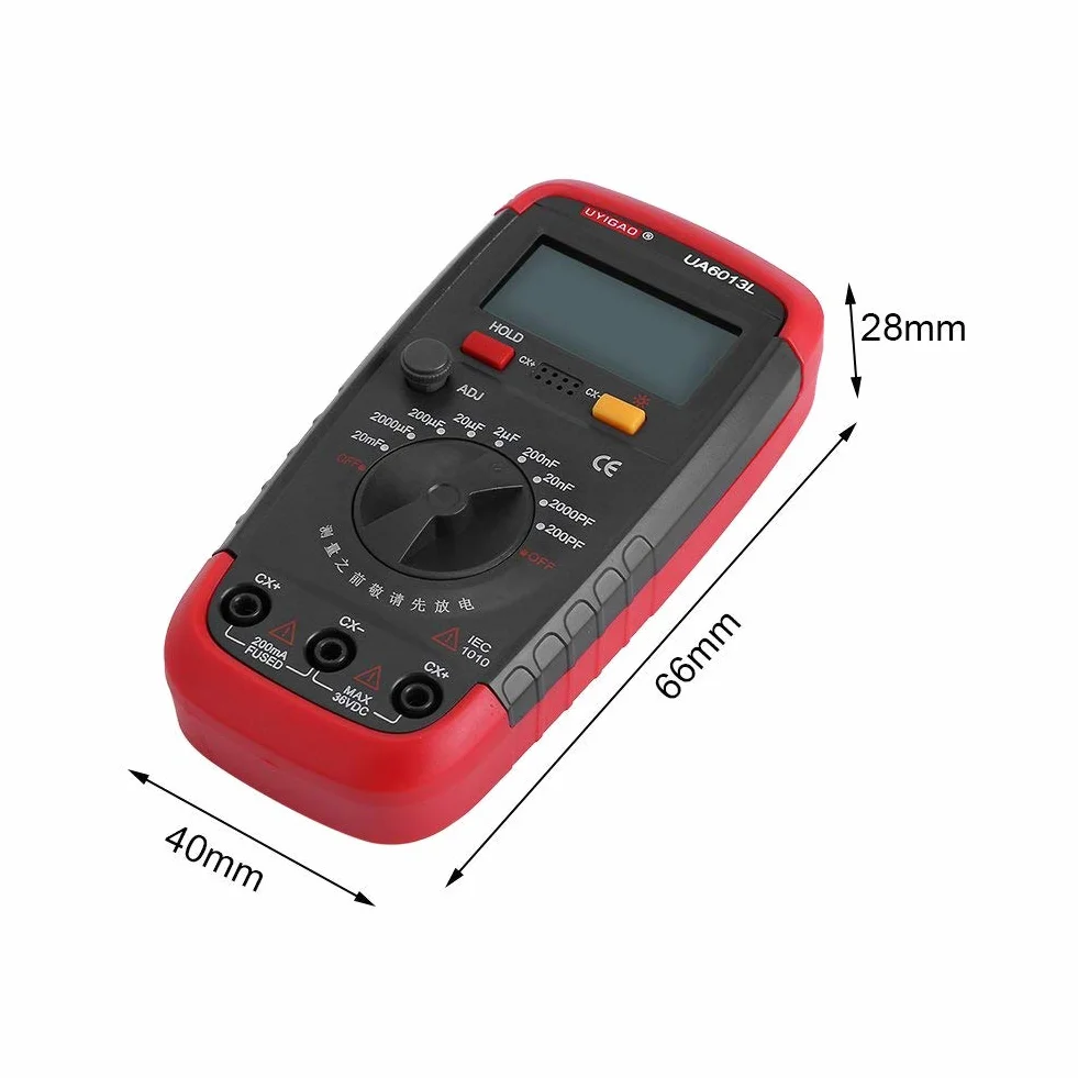 Cyfrowy miernik pojemności , tester kondensatorów Pro 0,1 pF - 20 000 uF z podświetleniem LCD, maks. 1999 r