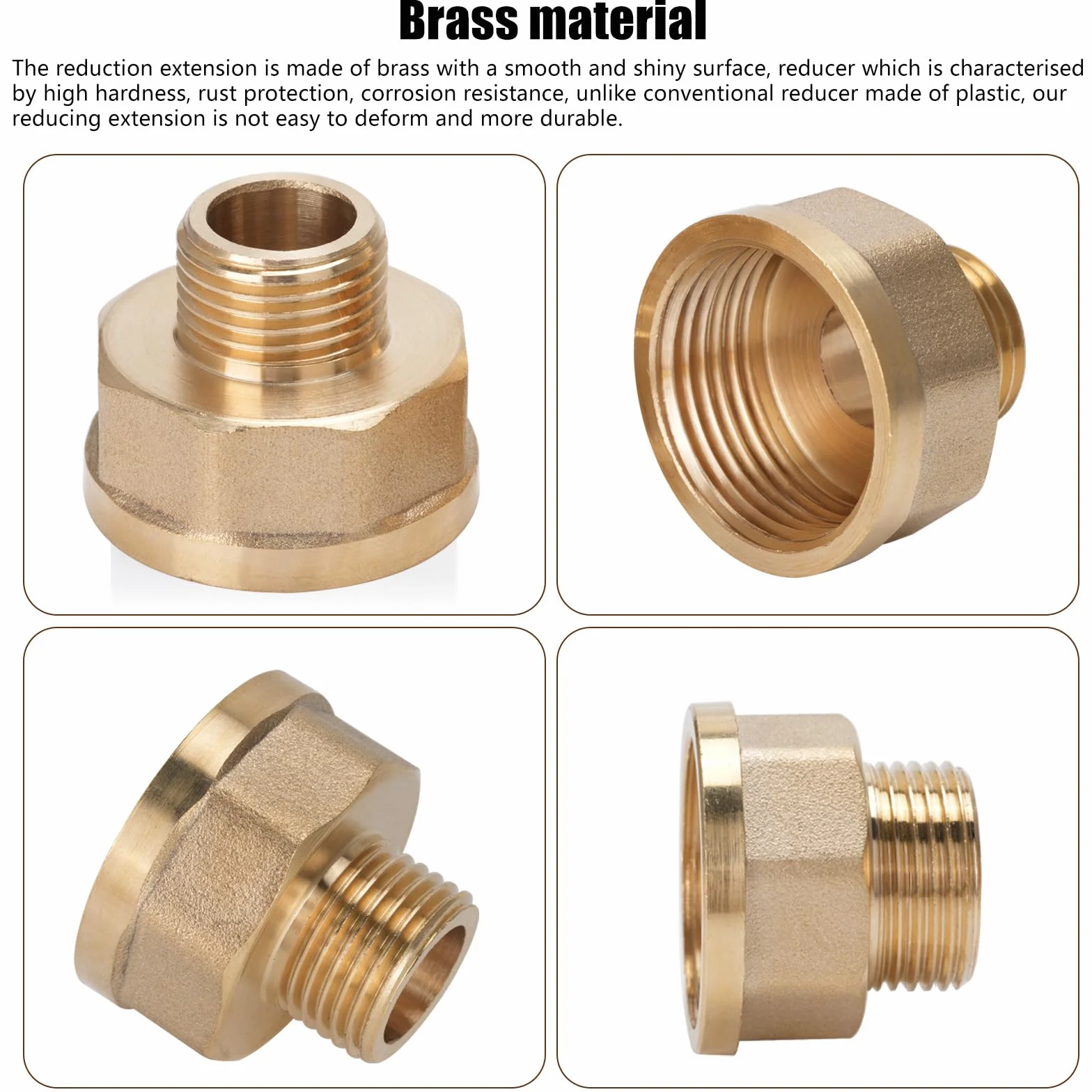 Adapter redukcyjny z mosiądzu AG/IG 1/2" męski do 1" gwint żeński | 1" FeMale to 1/2" męski gwint | Durable Pipe Connection Converter with Rubber Seal for Water/Gas/Liquid Systems