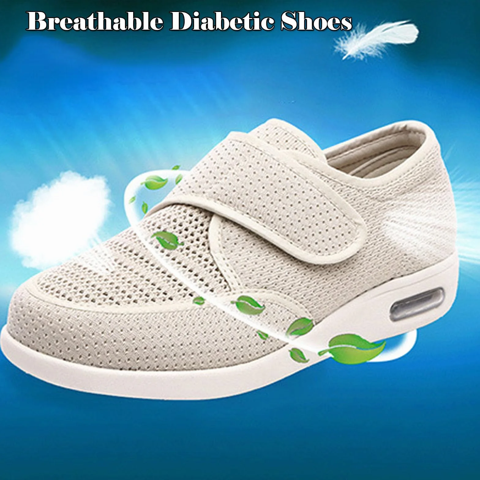 Diabetic Shoes for Women Men Wide Width Elderly Adjustable Closure Lightweight Breathable Swollen Feet Walking Edema Sneakers Blue