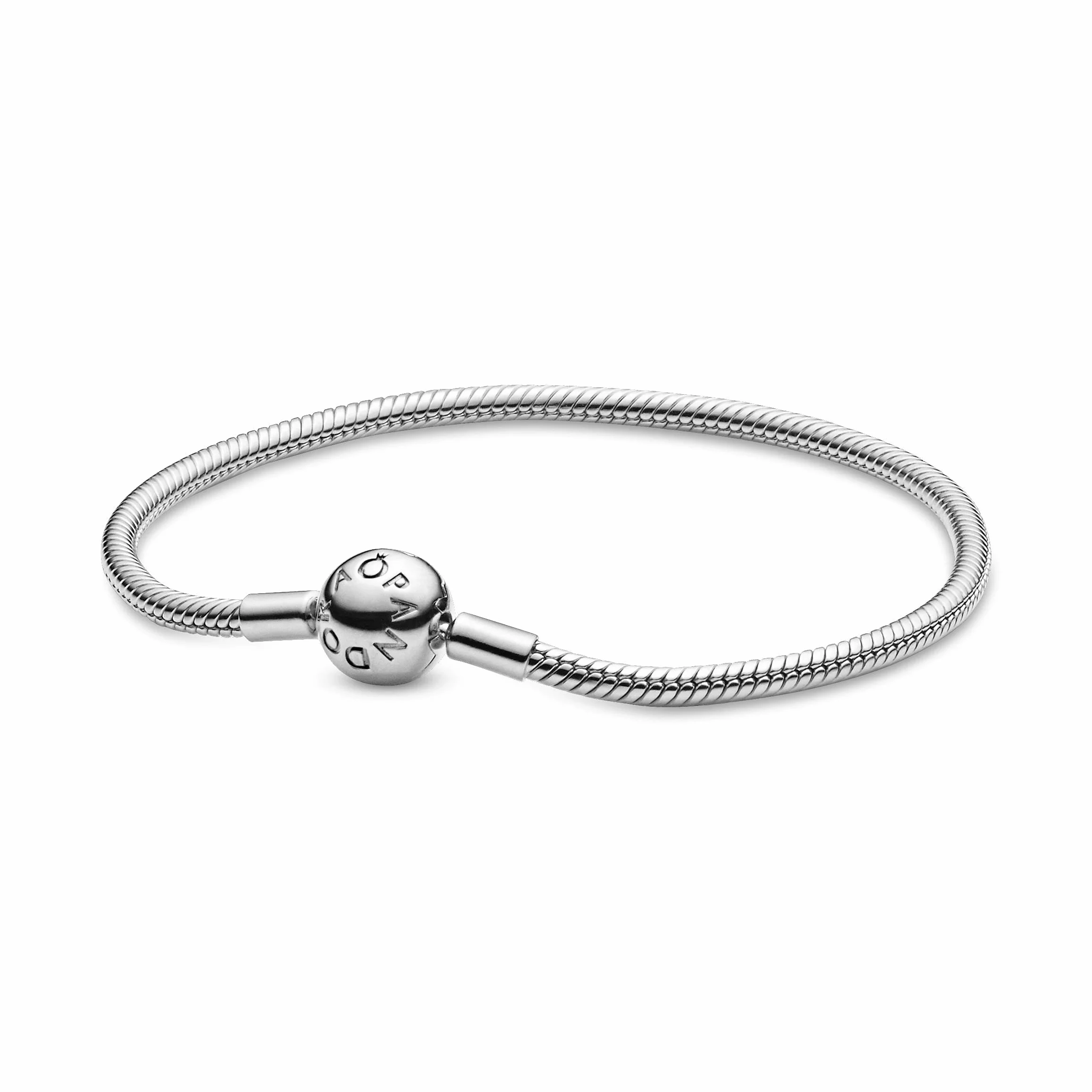 PANDORA Biżuteria – Smooth Moments bransoletka z zawieszką z łańcuszkiem wężowym – prezent dla niej – srebro wysokiej próby, Metal