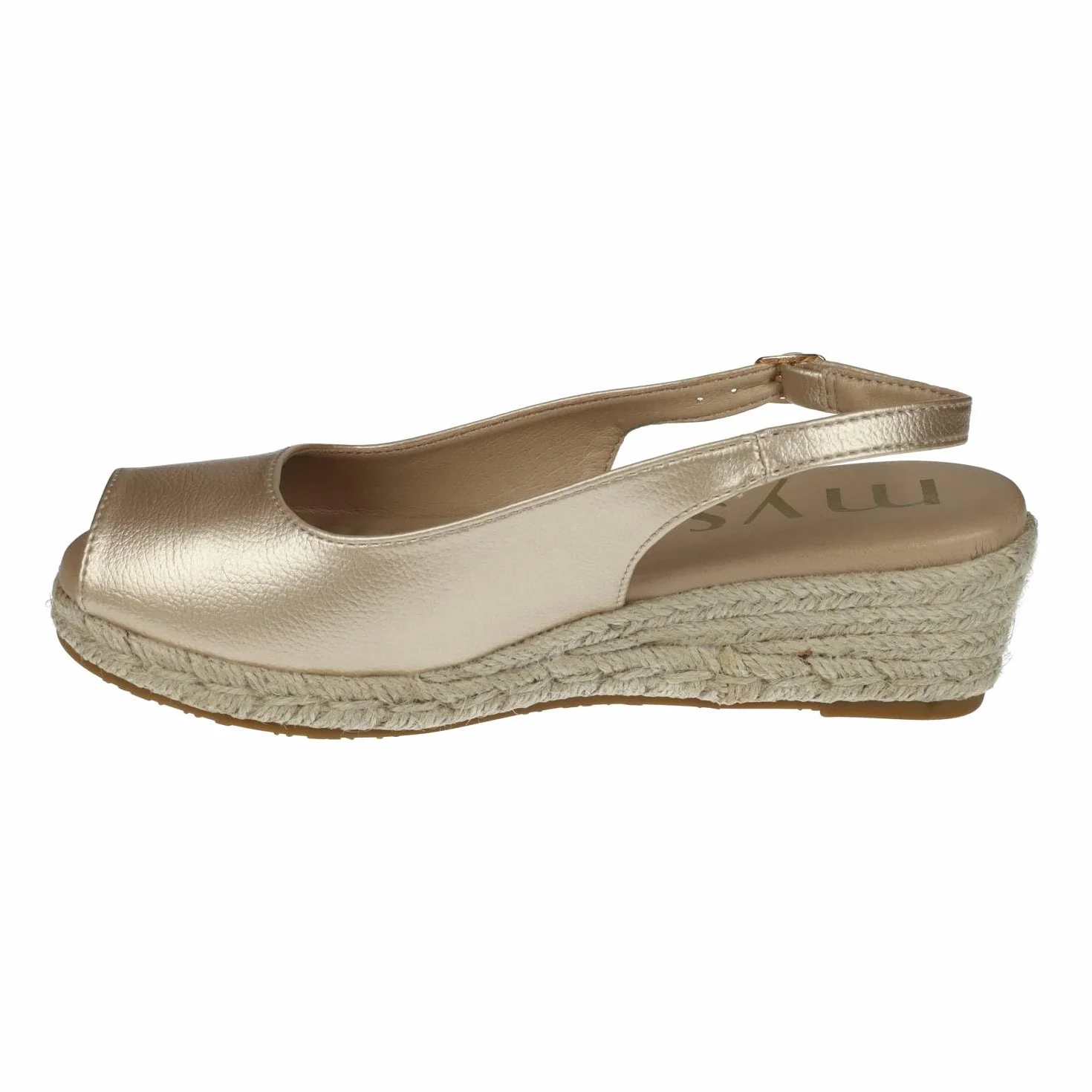 mysoft 25M100 damskie espadryle na koturnie platforma jutowa z otwartym palcem i regulowaną klamrą wygodne i eleganckie espadryle dla kobiet