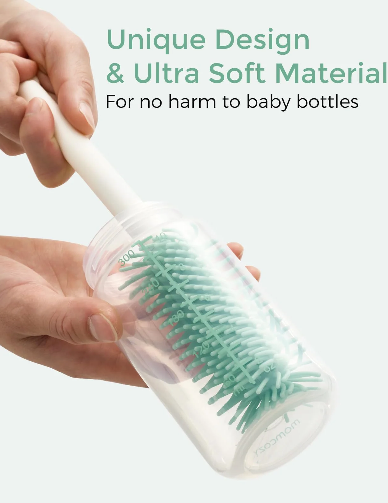 Momcozy Zestaw szczotek do butelek – zestaw do czyszczenia butelek dla niemowląt z silikonową szczotką, szczotką do sutków, szczotką do słomki, dozownikiem mydła, stojakiem do suszenia, narzędzie do