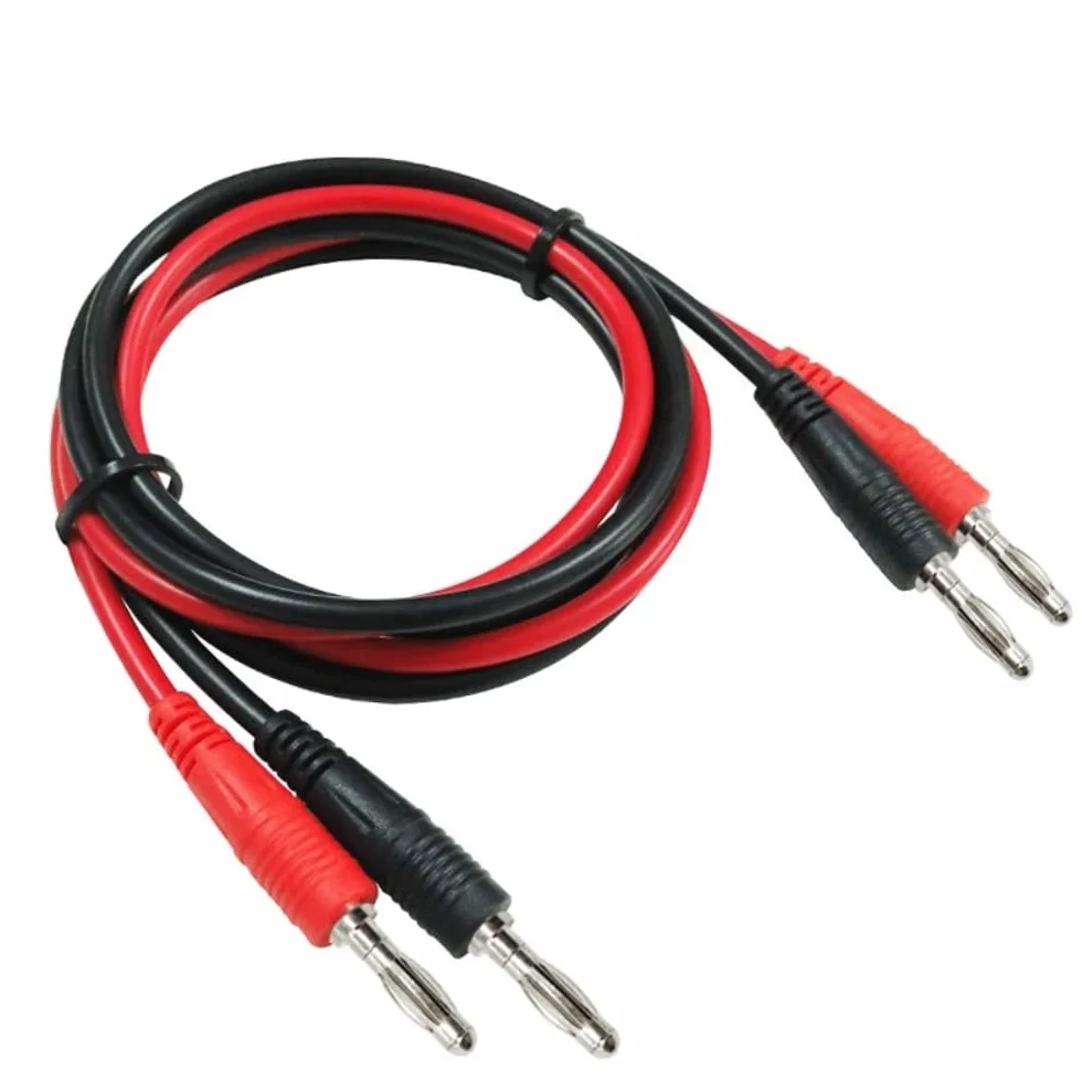 DollaTek 2 szt. P1041 4 mm wtyczka bananowa do wtyczki bananowej multimetr kabel testowy elektroniczny przed?u?acz przewodów testowych - czerwony + czarny