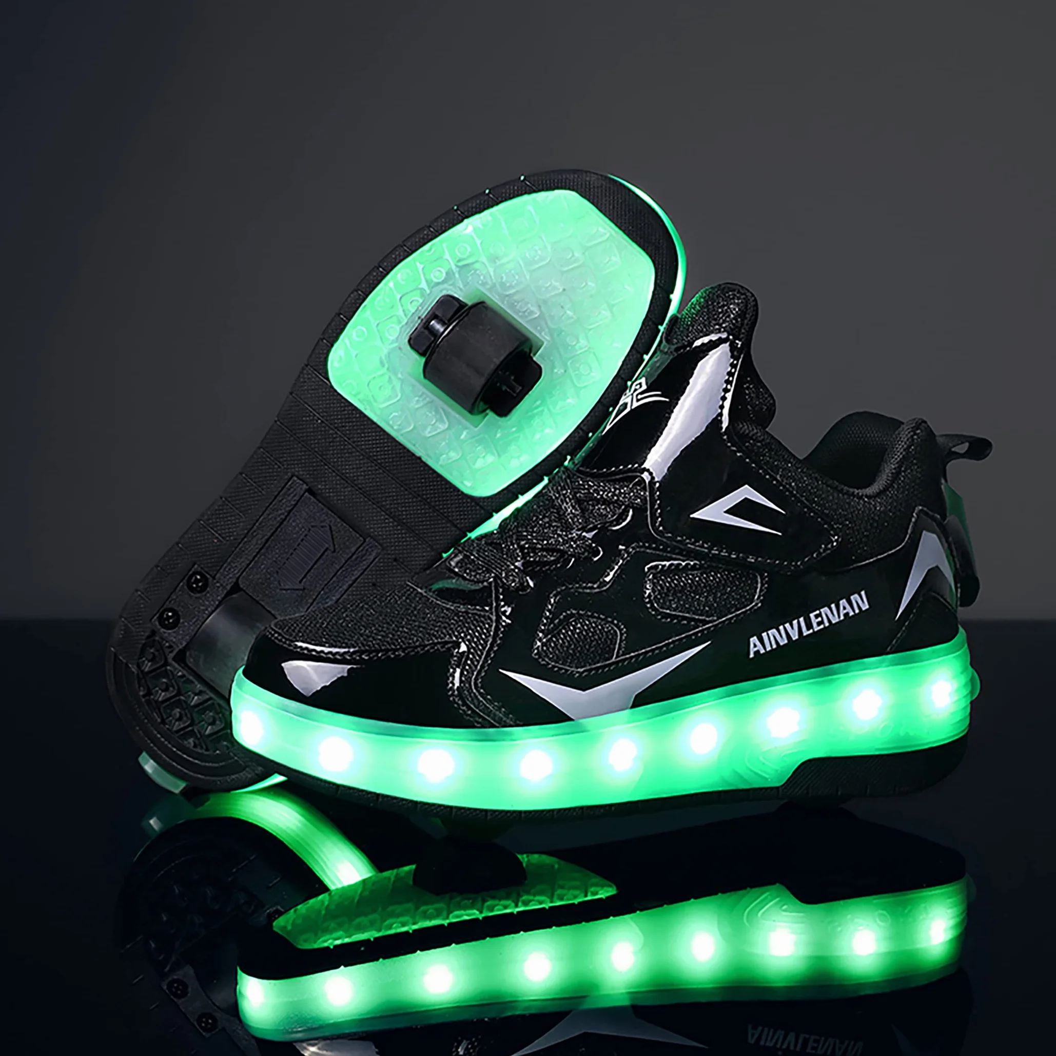 Chłopięce dziewczęce buty na deskorolkę z migającymi diodami LED, buty z rolkami, automatyczne zwijanie, komfortowe, outdoorowe buty sportowe dla dzieci