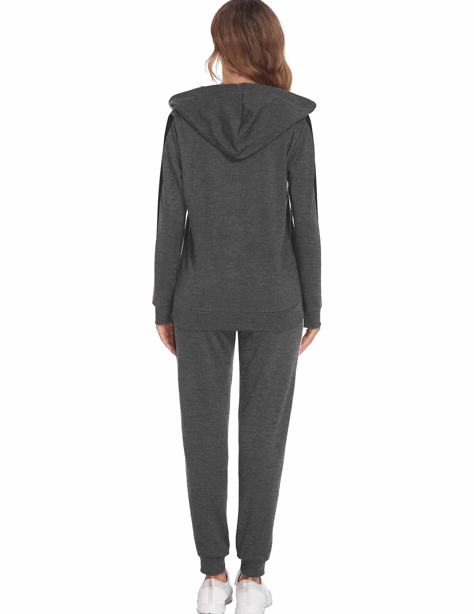 Parabler Dres do joggingu, damski, dwuczęściowy dres treningowy, dres damski, dres sportowy, poliester, dres rekreacyjny, kurtka z kapturem i spodnie sportowe, rozmiar S-XXL