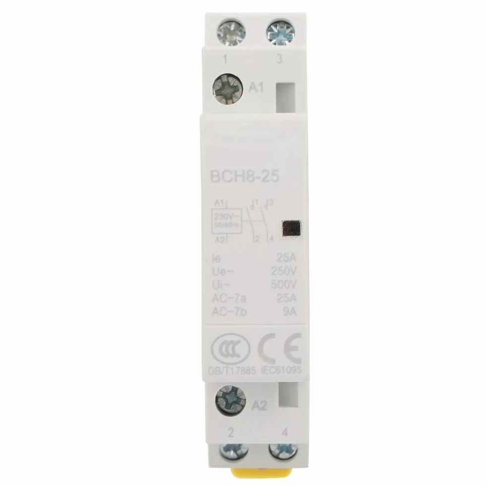 Stycznik AC 2P 25A 220V / 230V, 2NO Stycznik na szynę Din AC 50 / 60HZ 25A 220V / 230V 2P Stycznik AC do użytku domowego