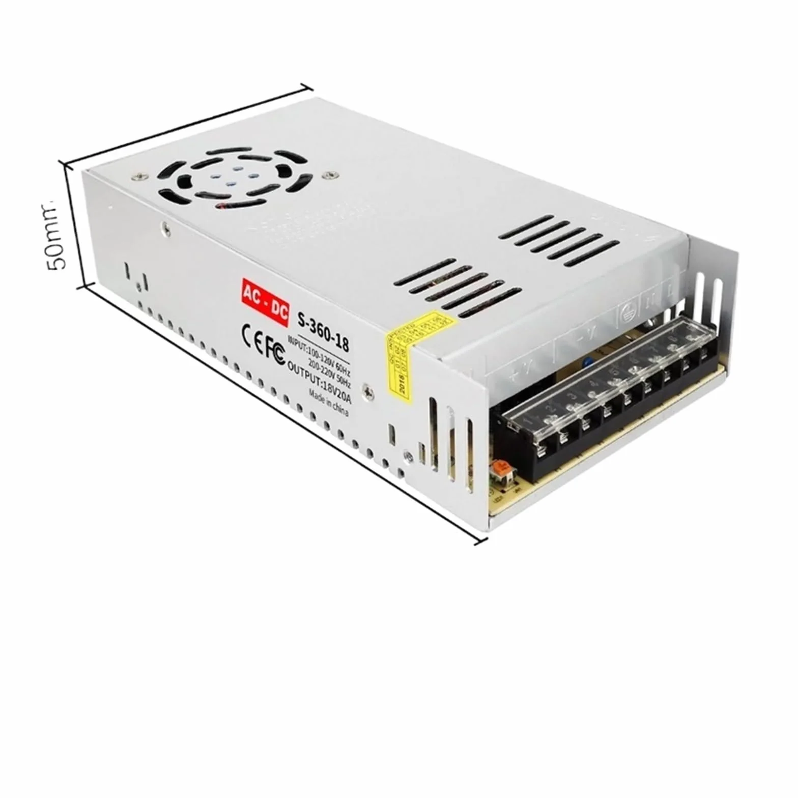 18 V zasilacz impulsowy transformator świetlny AC na DC 18 V 1A 2A 3A 5A 6A 10A 20A Adapter źródła zasilania SMPS,Wysoka Stabilność(18V 20A 360W)