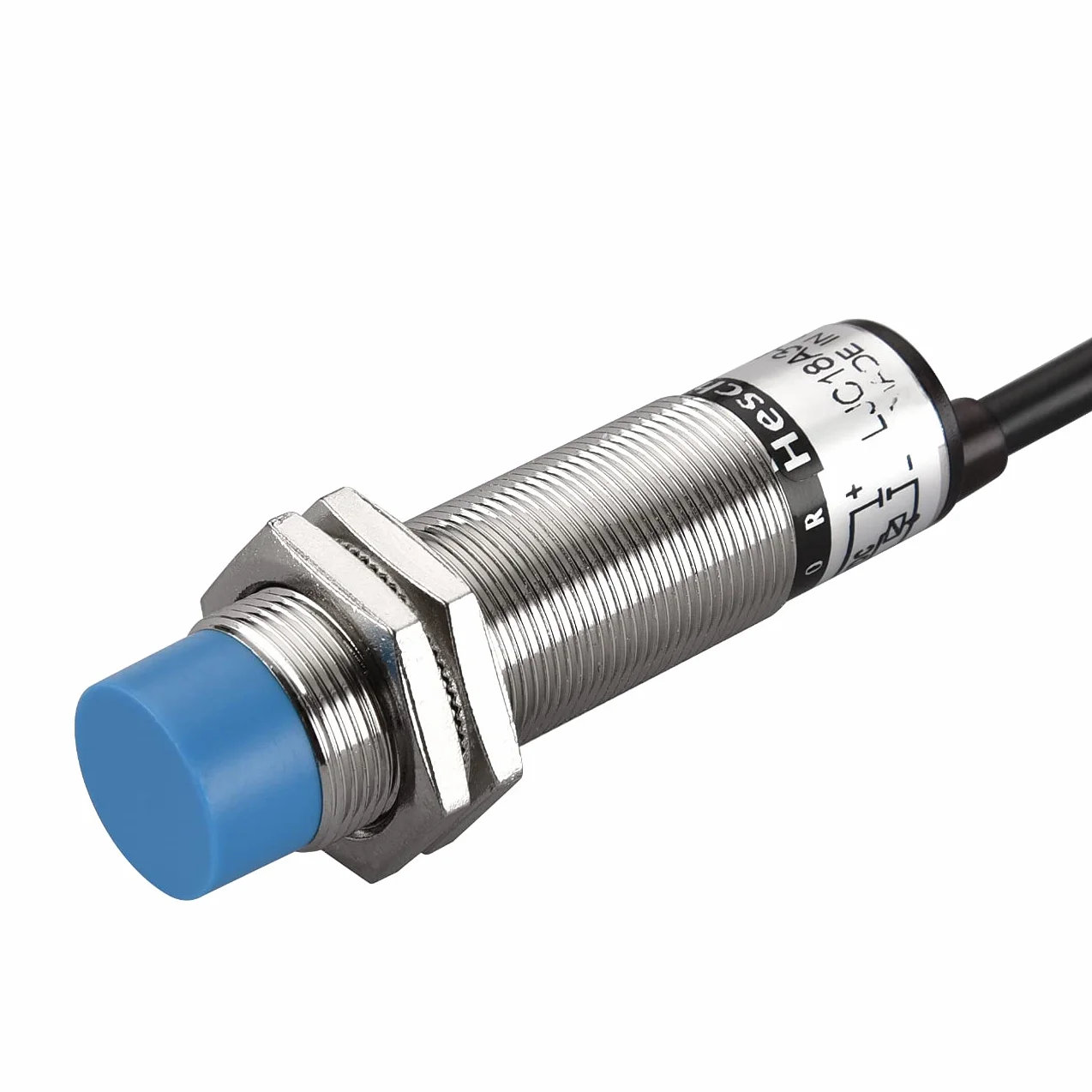 Heschen M18 Pojemnościowy przełącznik czujnika zbliżeniowego, Typ nieekranowany, LJC18A3-B-Z/AY, Czujka 1-10mm, 10-30VDC 200mA, PNP Normalnie zamknięty (NC), 3 przewody