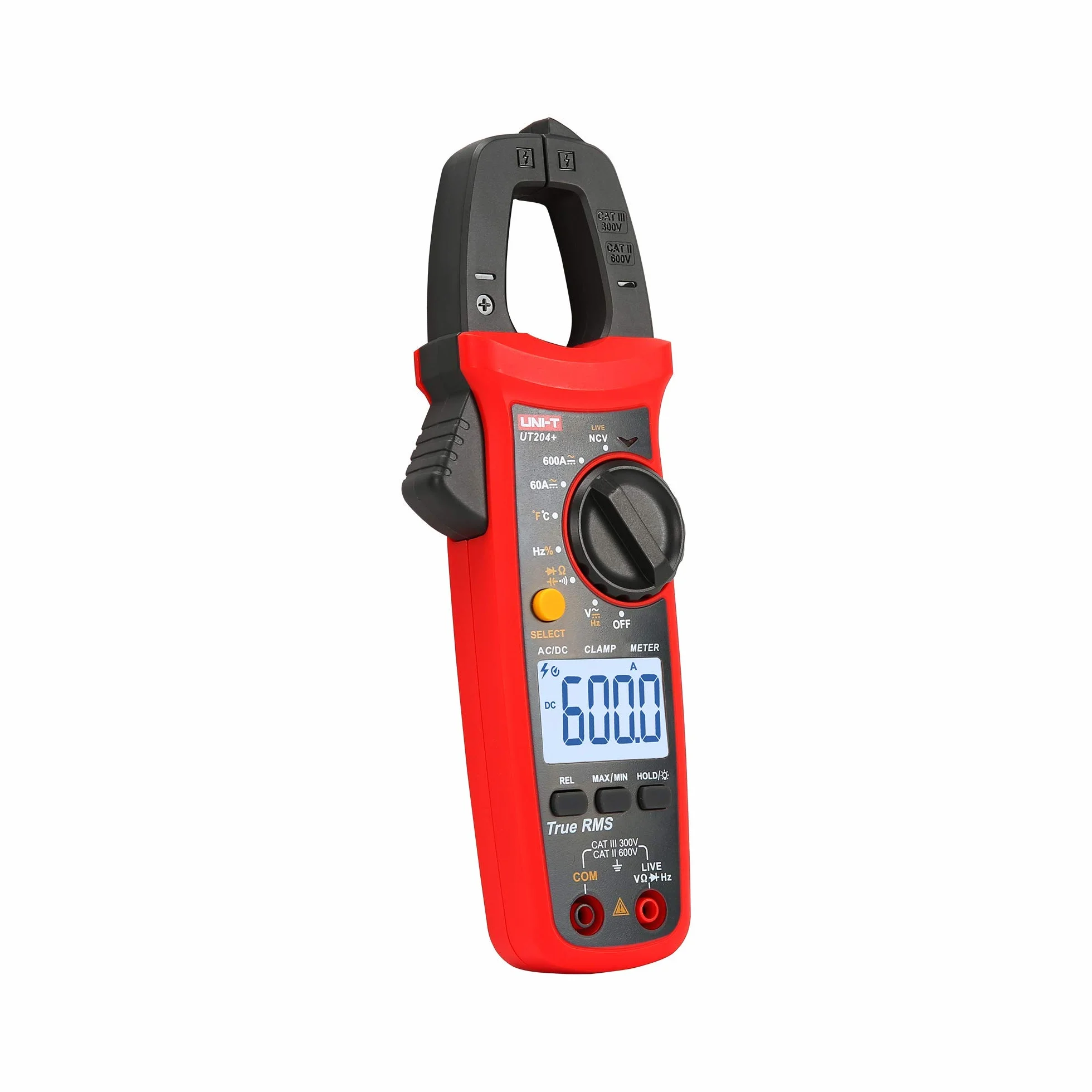 Cyfrowy miernik cęgowy UNI-T UT204+/MIE0403, pomiar napięcia AC/DC, test ciągłości obwodu i diod, temperatury, True RMS