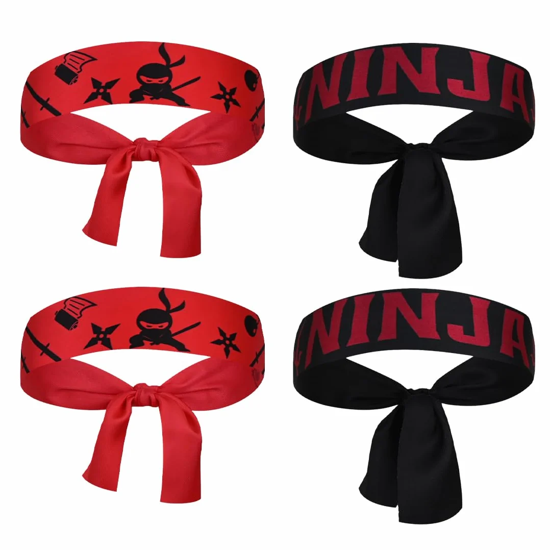 4 opaski na głowę ninja, akcesoria na imprezę, dekoracja na urodziny dziecka, prezenty dla gości na karate, Boże Narodzenie, urodziny
