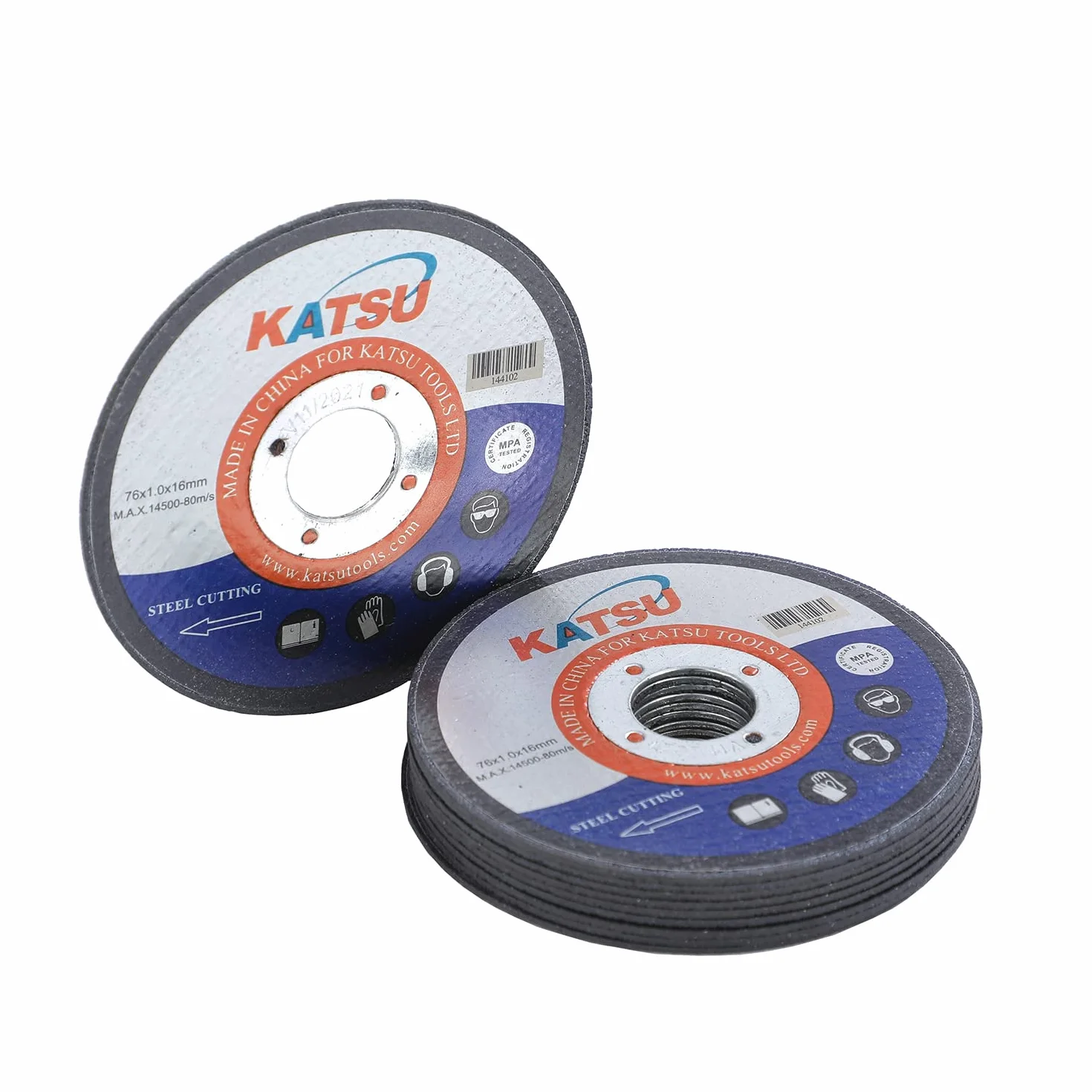 KATSU 144102 stalowa tarcza tnąca 76 mm, 10 sztuk, metalowe koła tnące 1,0 mm do mini szlifierek kątowych
