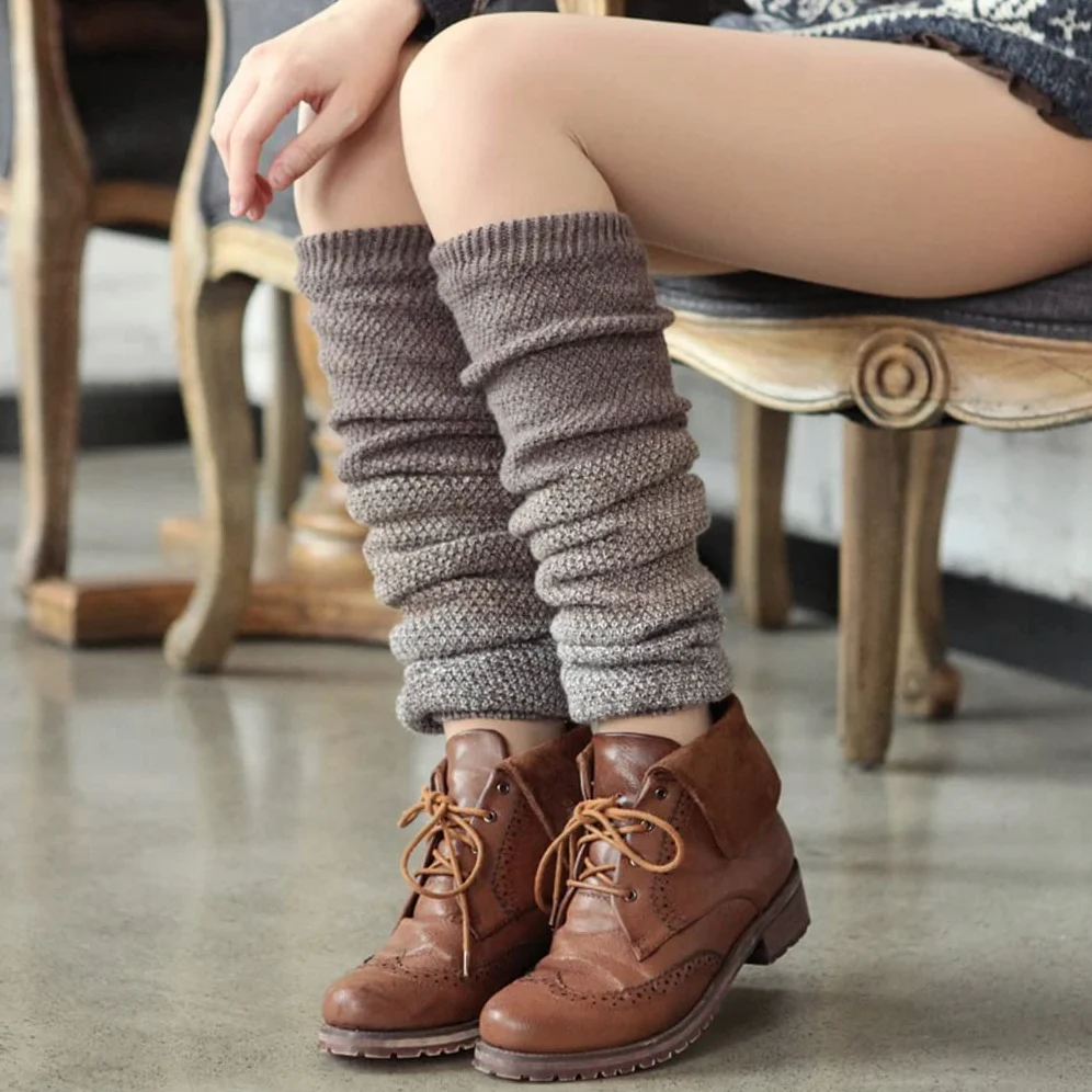 Over Knee Women Leg Warmers Girl Trójkolorowe przeszycia Dzianinowa osłona stóp Jesienno-zimowa ocieplacz na nogi Skarpety kupy (kolor: A, rozmiar: 58-62 cm) (C 7 1/8)