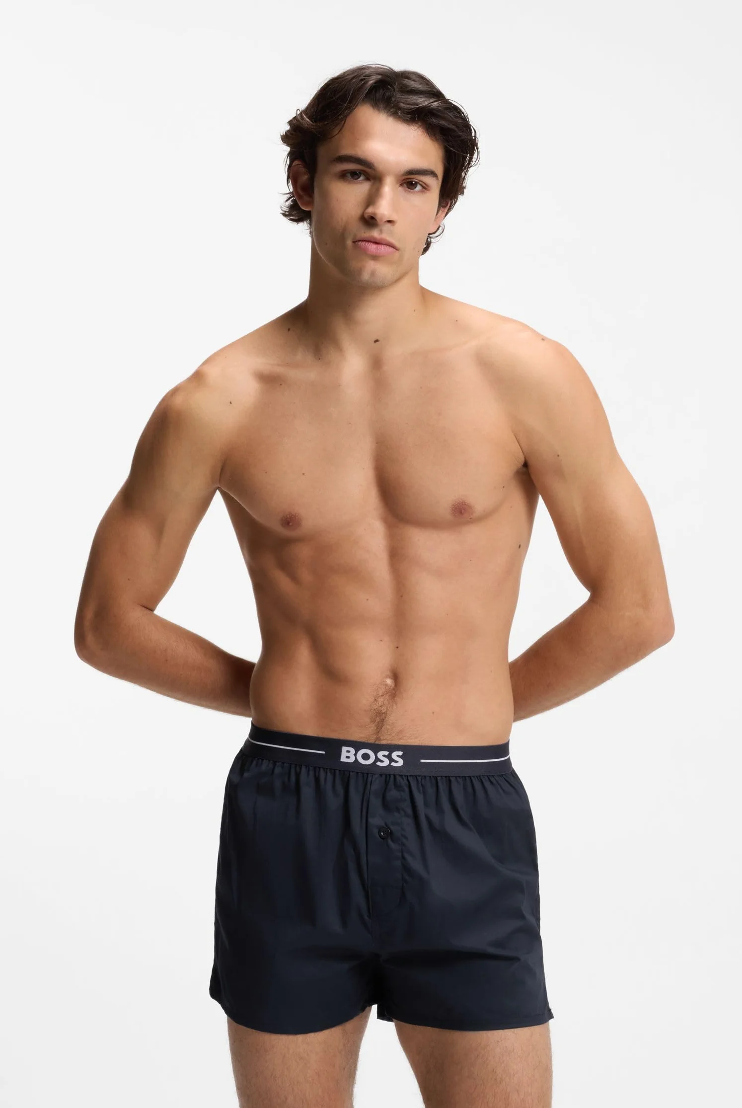 BOSS Męskie spodnie piżamowe 2P Boxer Shorts Dark Blue405 XL