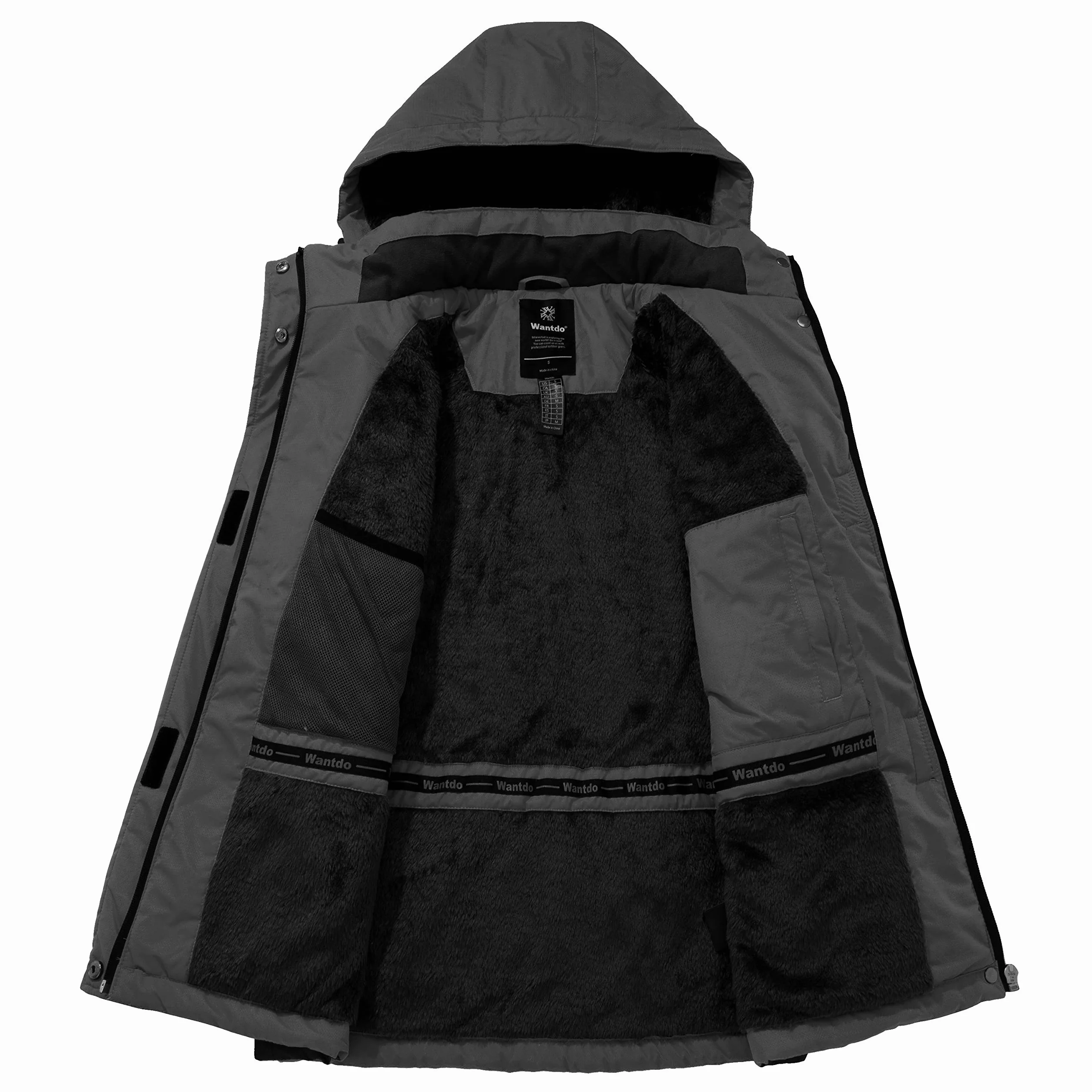 Wantdo Damska zimowa kurtka narciarska, ciepły płaszcz polarowy, kurtka snowboardowa, outdoorowa, kurtka wiatrówka z kapturem