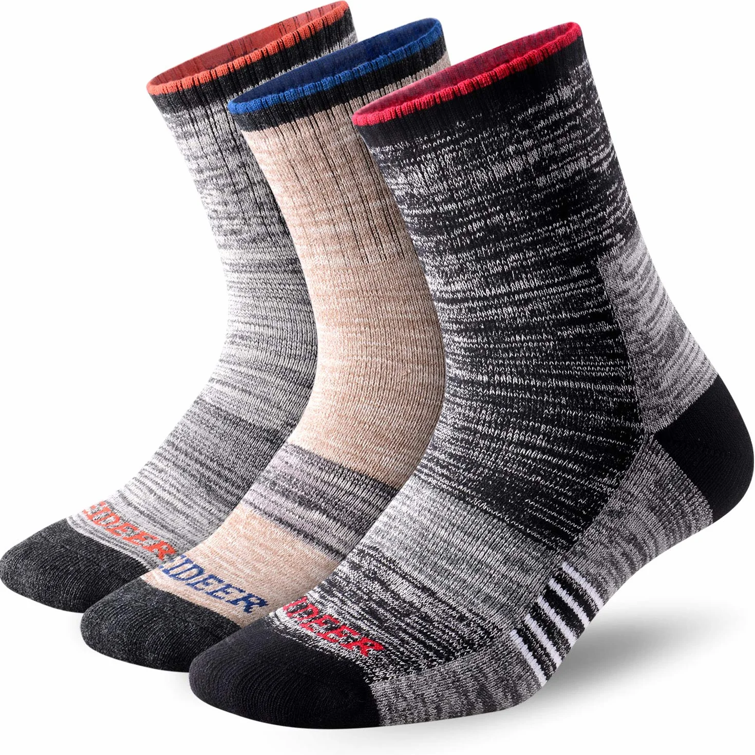 FEIDEER Męskie skarpety trekkingowe, wielopak, Wicking Cushioned Outdoor Recreation Crew Socks