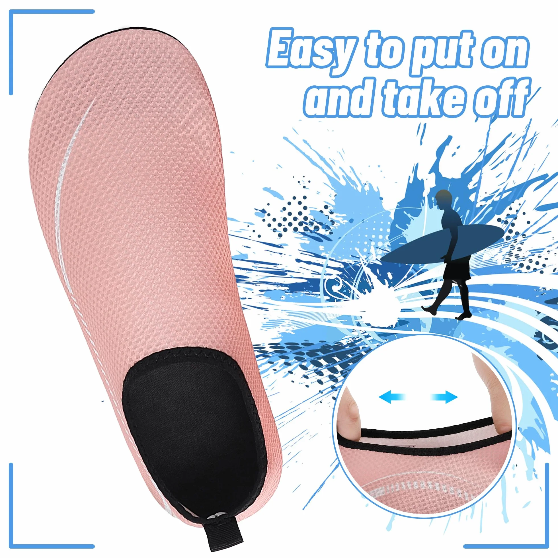 Buty do Wody Water Shoes Buty do SportóW Wodnych Lekkie Buty do PłYwania Buty PlażOwe Buty do Jogi Buty do Surfowania dla Kobiet I MężCzyzn.Różowy, 39EU