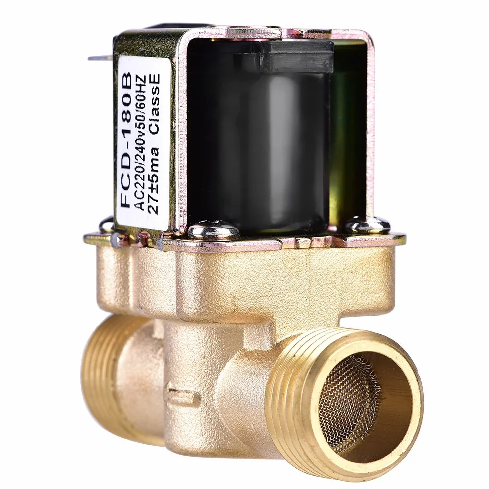Mosiężny elektromagnetyczny zawór wodny 1/2", normalnie w pozycji zamkniętej, AC 220 V - do kontroli wody, ochrony przed korozją i zapewnienia trwałości