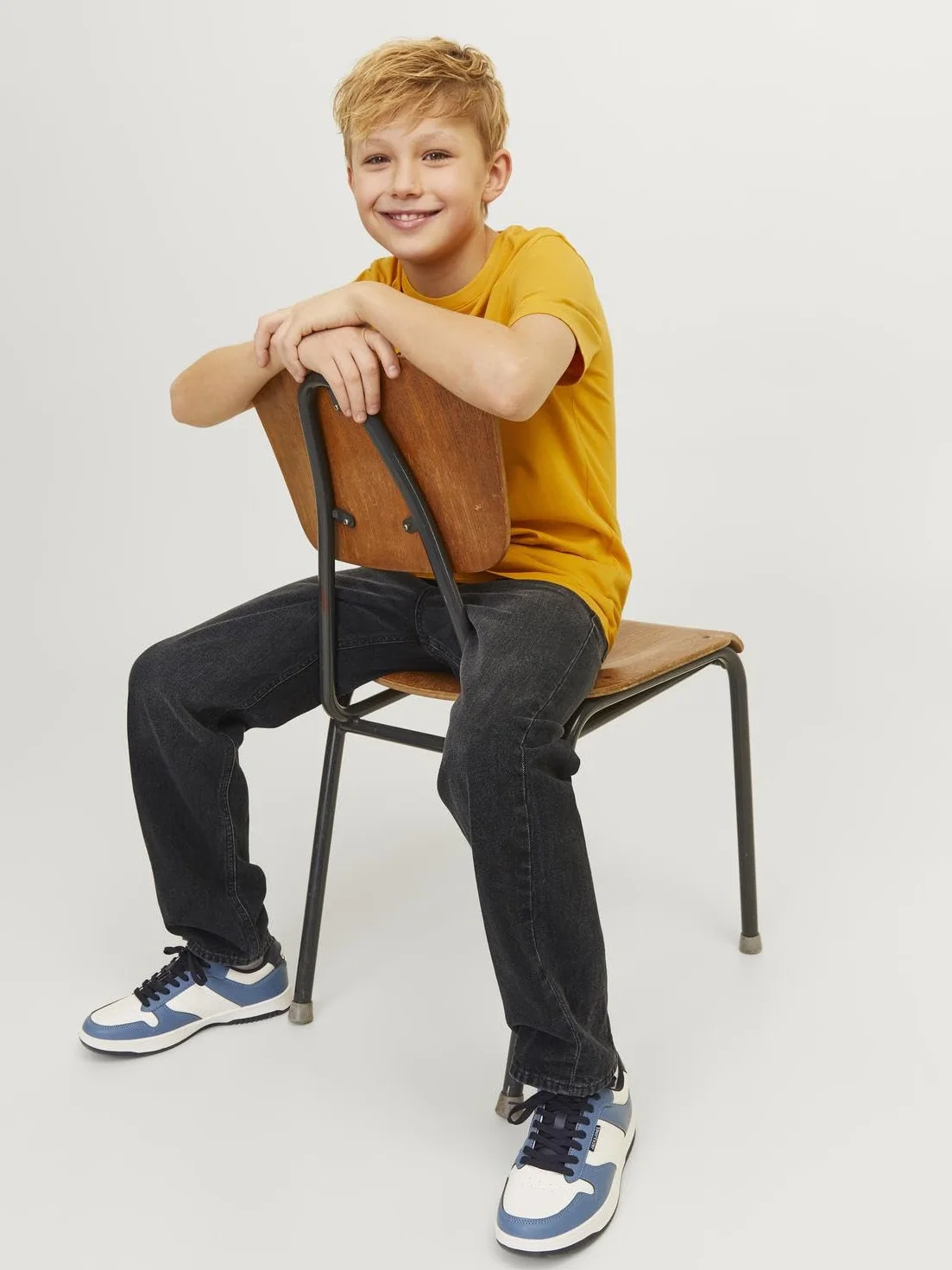 JACK&JONES JUNIOR Spodnie jeansowe chłopięce, czarny denim, 128