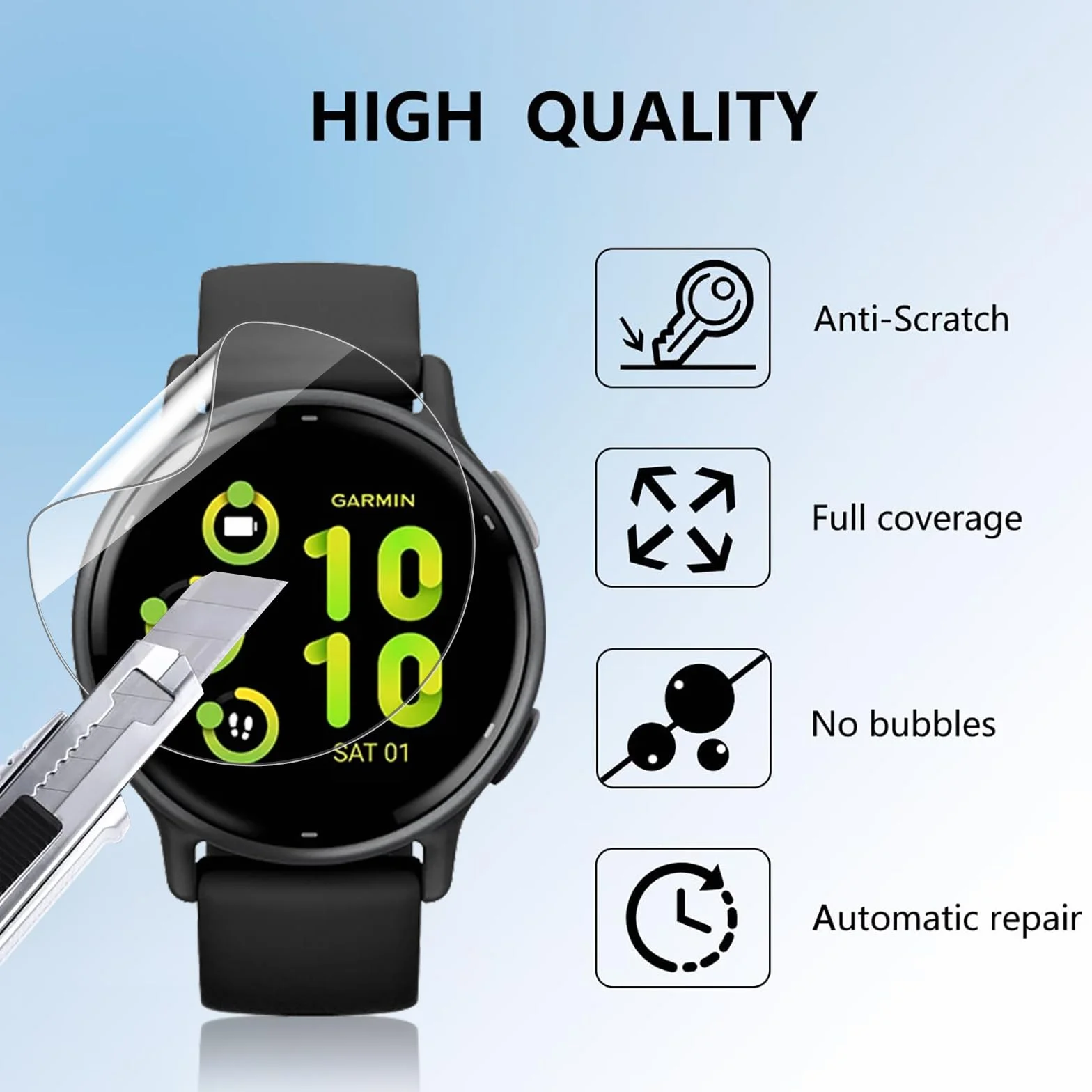 Pnakqil 4-częściowy ochraniacz ekranu do Garmin Vivoactive 5/6 - samoregenerujący się elastyczny ochraniacz TPU, przezroczysty HD [bez pęcherzyków] ochraniacz, odporny na zarysowania, pełna ochrona