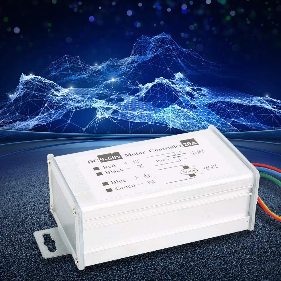 ViaGasaFamido 1200 W DC9-60V 0-20A Sterownik Prędkości Silnika, Przełącznik Sterowania PWM Przepływ Regulacji Linearna prędkość Potencjometru z Metalowym Obudowy dla Silnika Prądu Stałego