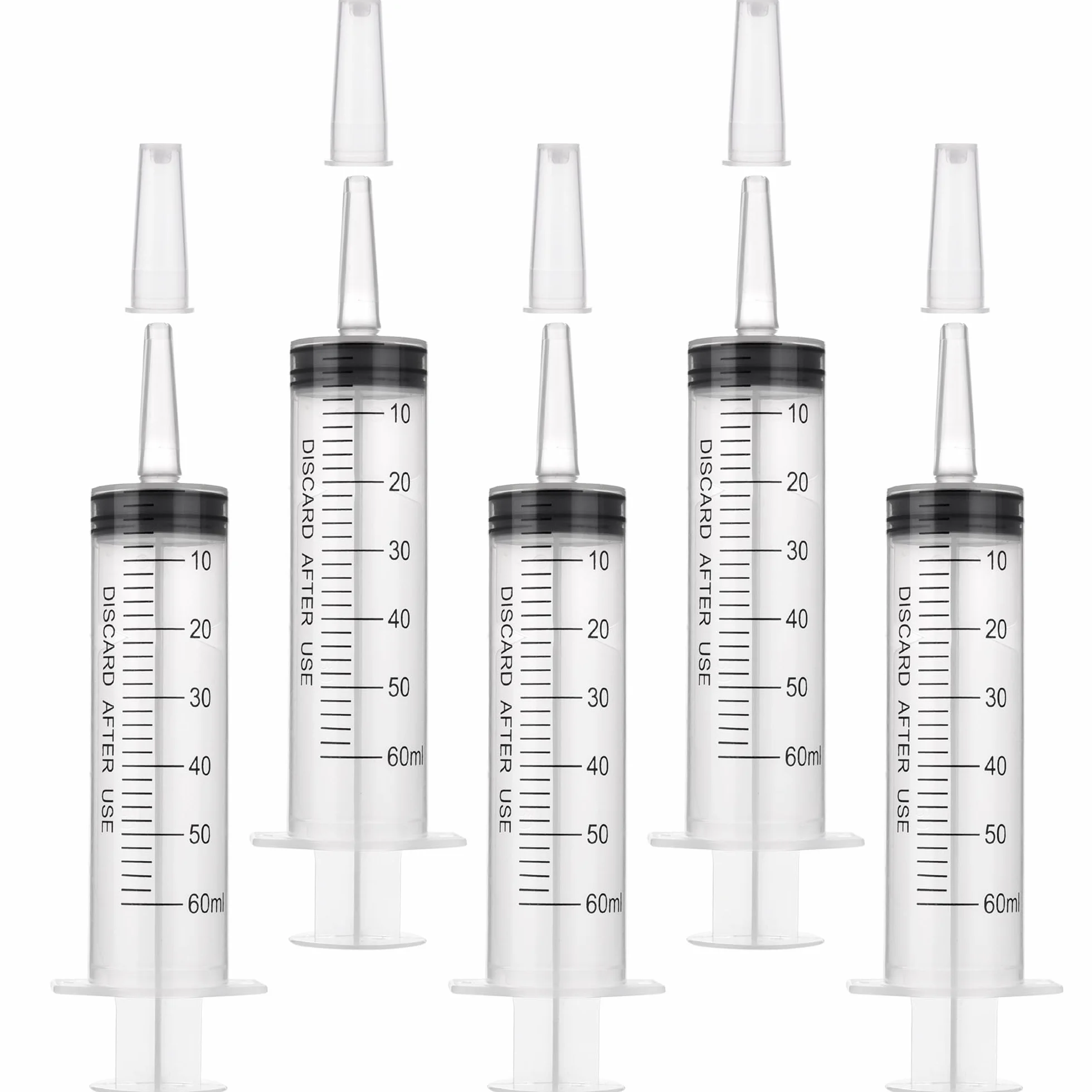 Strzykawki 50 ml (60 ml), 5 sztuk dozującej wielokrotnego użytku, pojedynczo uszczelnione opakowanie, strzykawka, nadaje się do laboratorium, karmienia