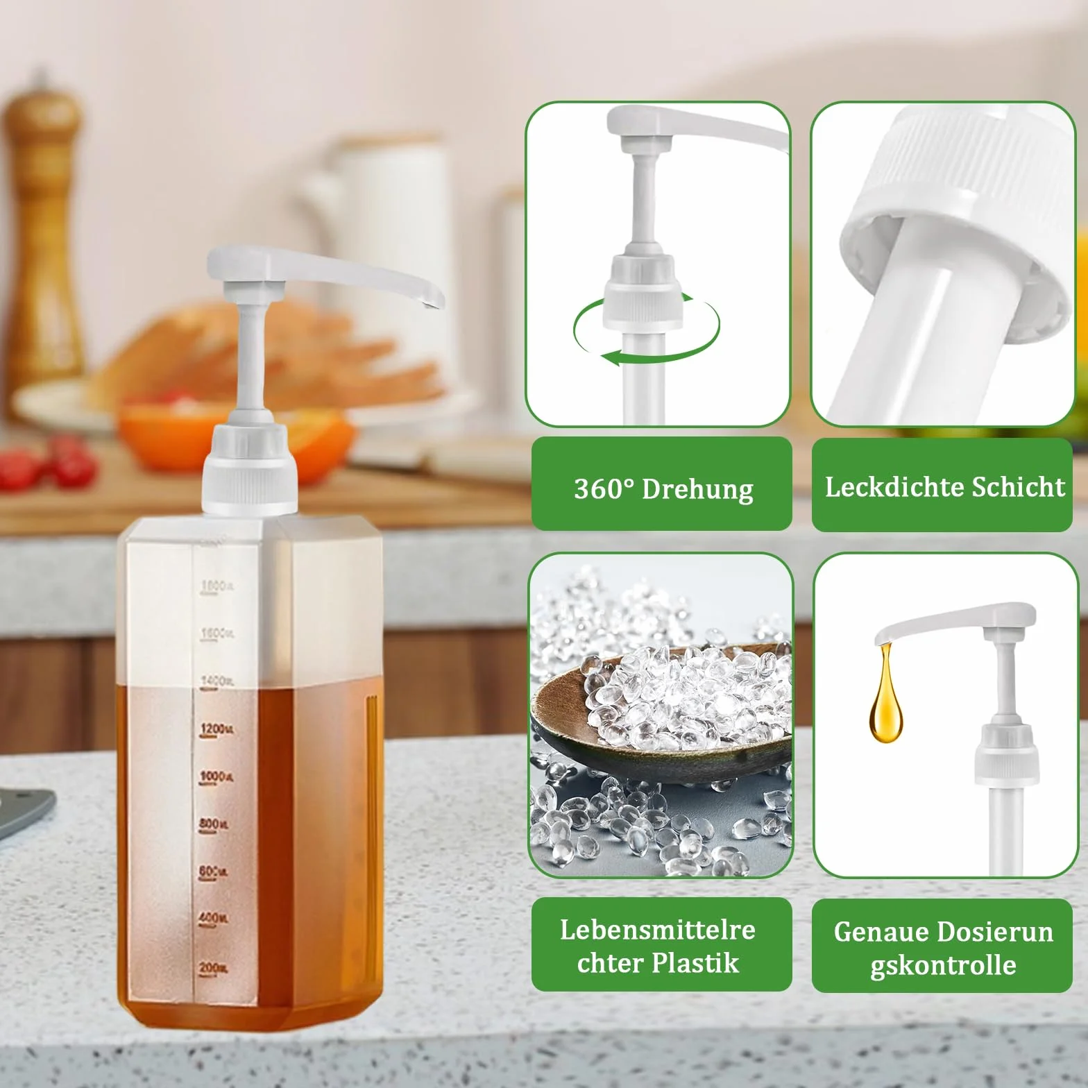 Zestaw 6 pompek dozujących do syropu Monin, bez cukru, 5 ml, precyzyjny dozownik, wielokrotnego użytku, kompatybilna z butelkami o pojemności 250 ml, zestaw do syropu Monin, do kawiarni, restauracji