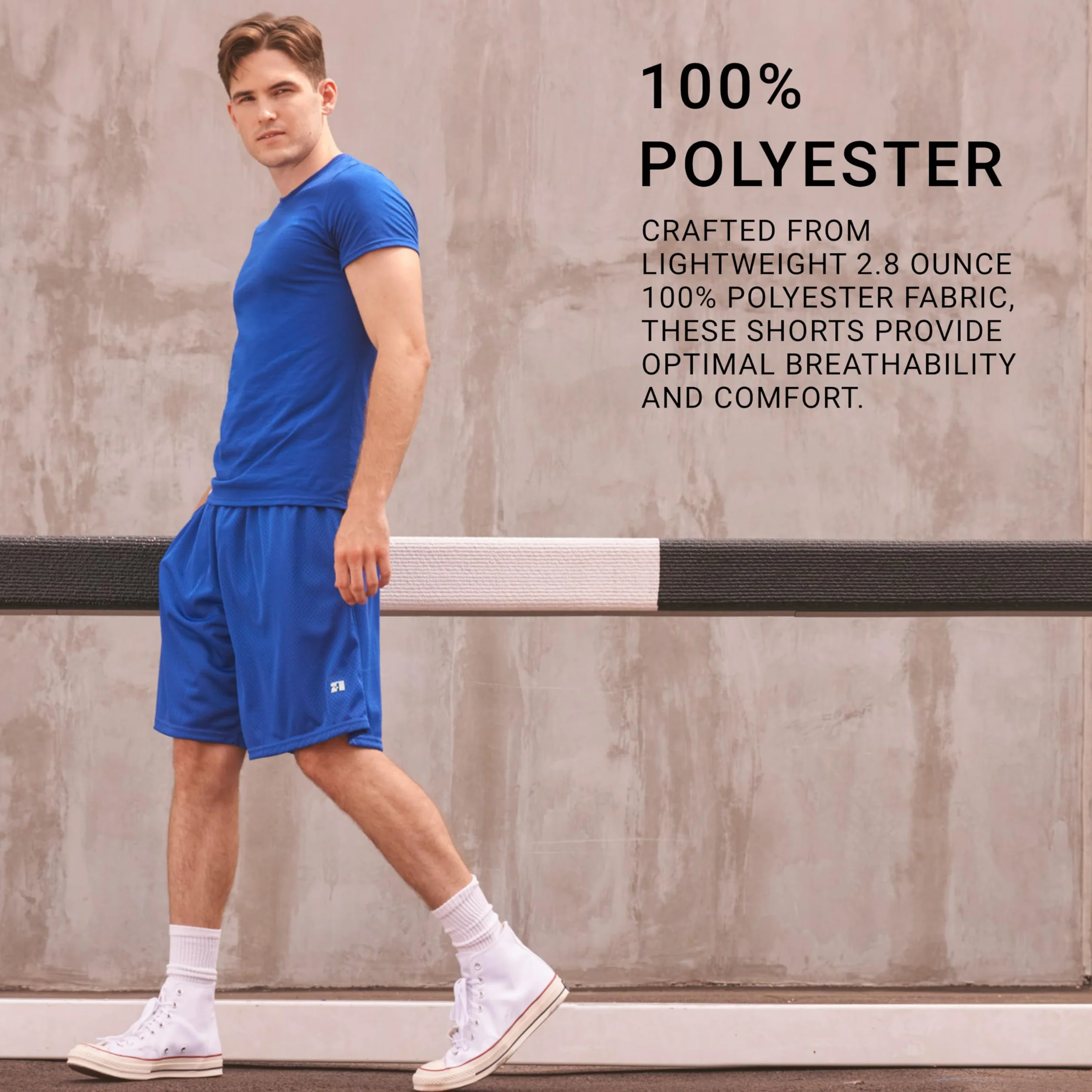 Russell Athletic Męskie spodenki z siateczką, biały, XL