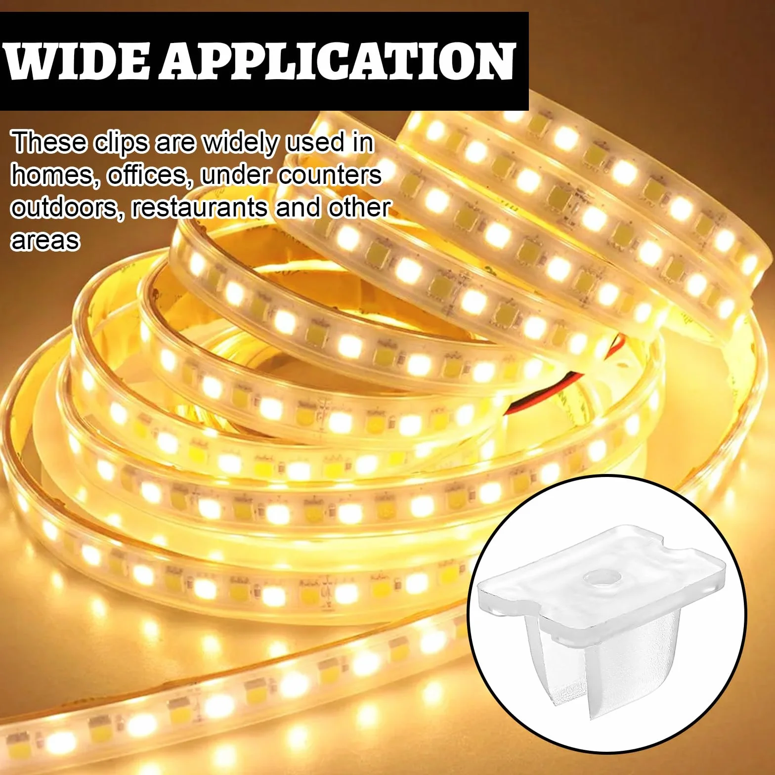 Nogeqi 50 sztuk neonowych uchwytów do taśm LED od 5 mm do 6 mm, odporne na działanie wody, mocowanie silikonowych pasków LED, w zestawie śruby do pasków świetlnych LED, kolor biały