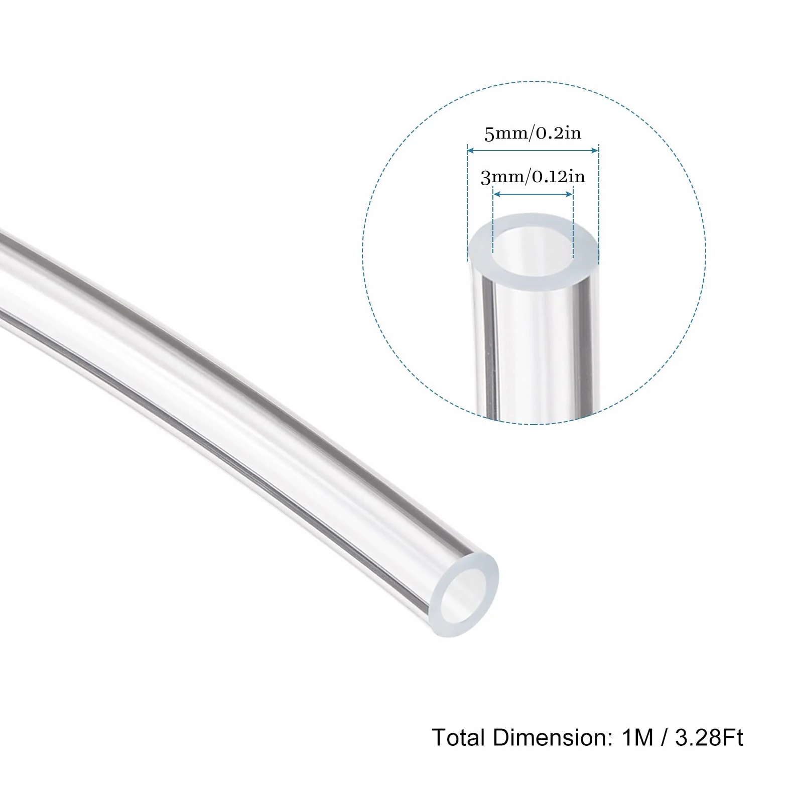 QUARKZMAN 3mm x 5mm 3 stopy Przezroczysty Vinyl Tube x 1pcs Plastikowy elastyczny wąż Tube dla przemysłu rolniczego Inżynieria, [PVC]