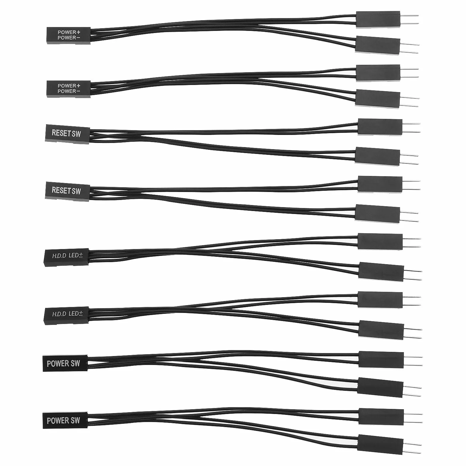 8X Dupont 2-pinowy adapter żeński na 2 męskie 2,54 mm cynowana miedź z Power+/Power SW/HDD LED/Reset SW płyta główna PC