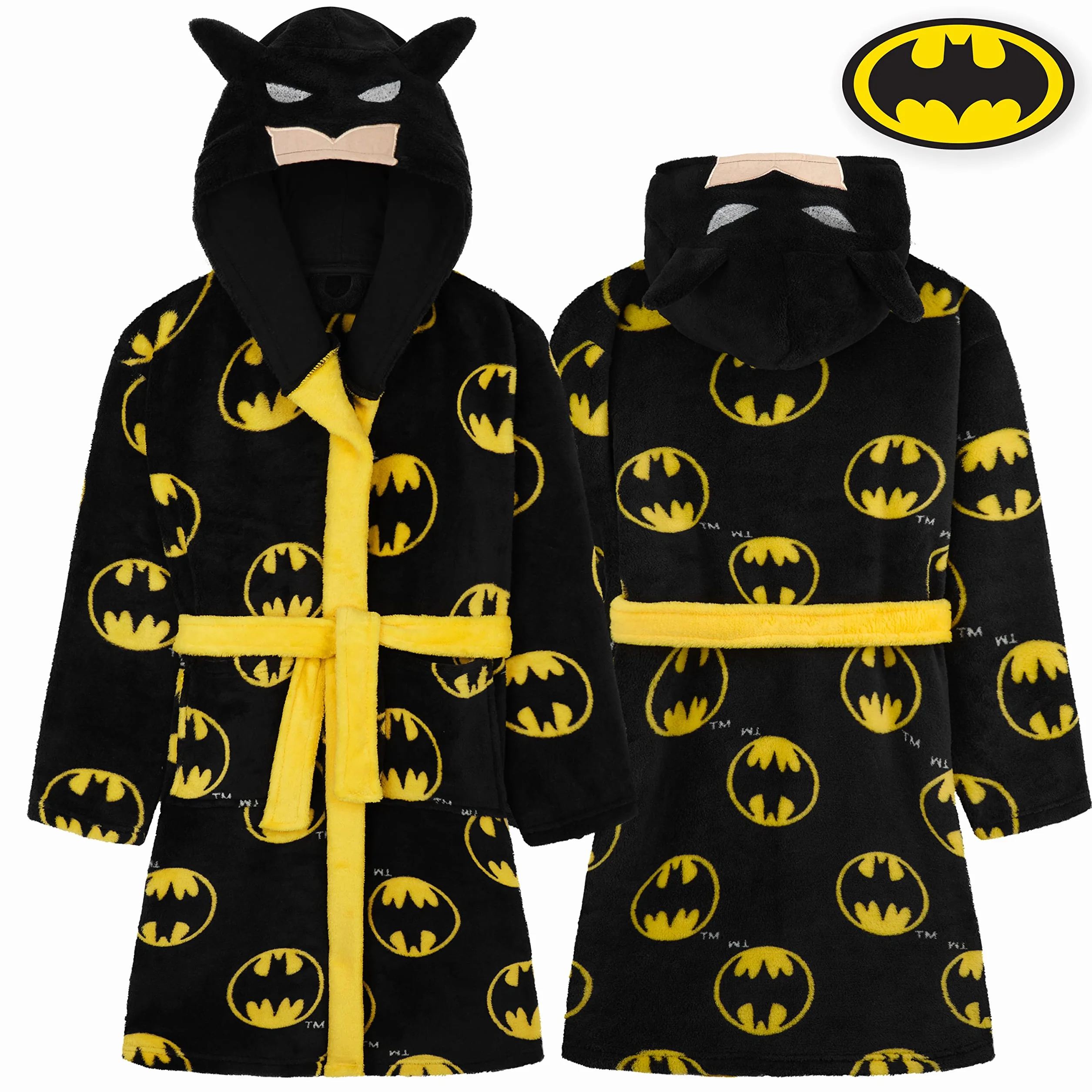 DC COMICS Chłopięcy szlafrok Dziecięcy polar z kapturem Batman Robe