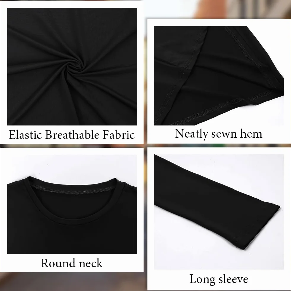 flintronic Koszulka z długim rękawem Slim Fit damska z długim rękawem Crop Top Y2K Slim, jednokolorowa koszulka basic crop tops, krój na co dzień, okrągły dekolt