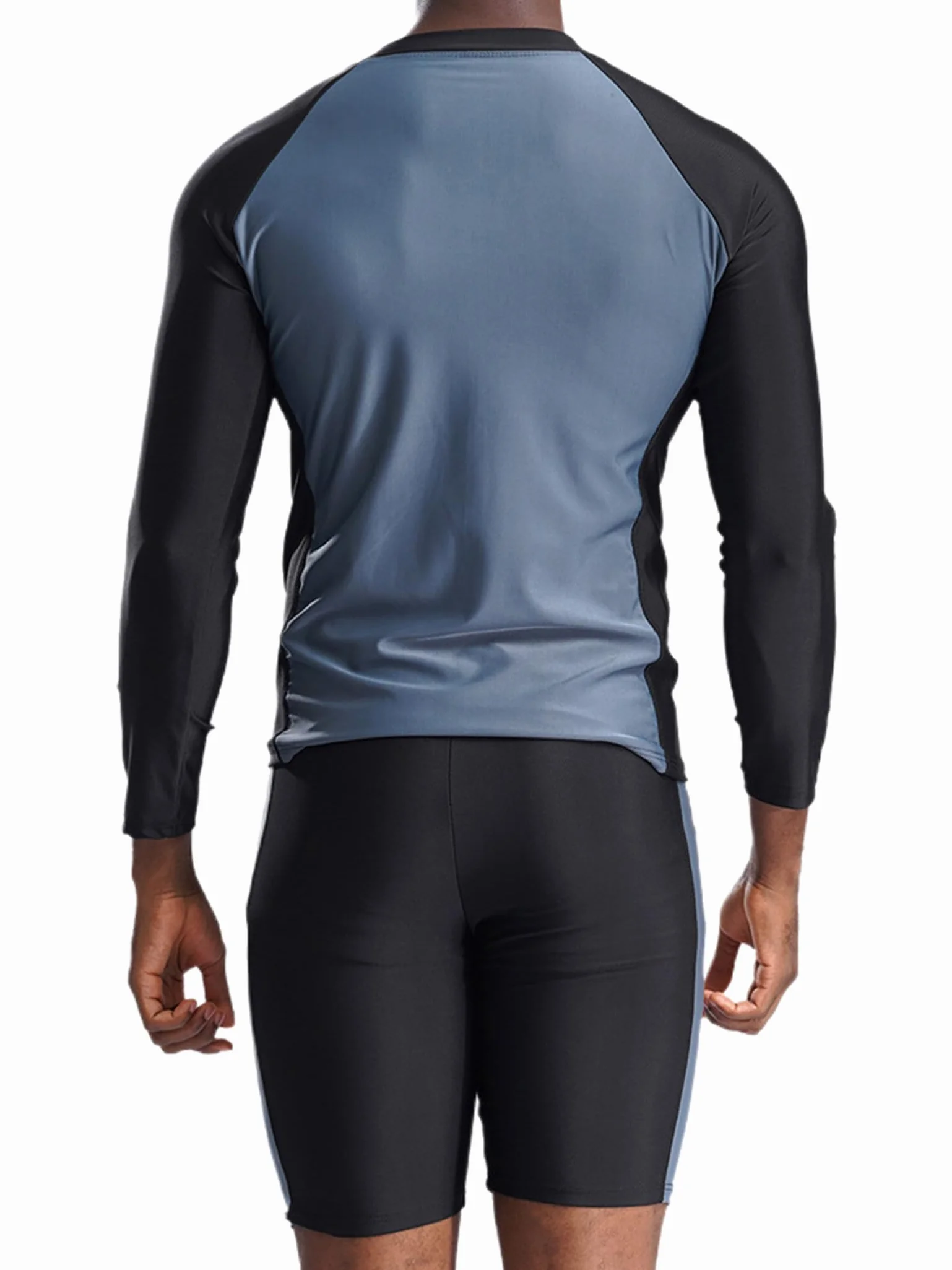Męski zestaw Rash Guard dwuczęściowy kostium kąpielowy z długim rękawem, koszulka kompresyjna + szorty kąpielowe, letni strój surfingowy, odzież ochronna