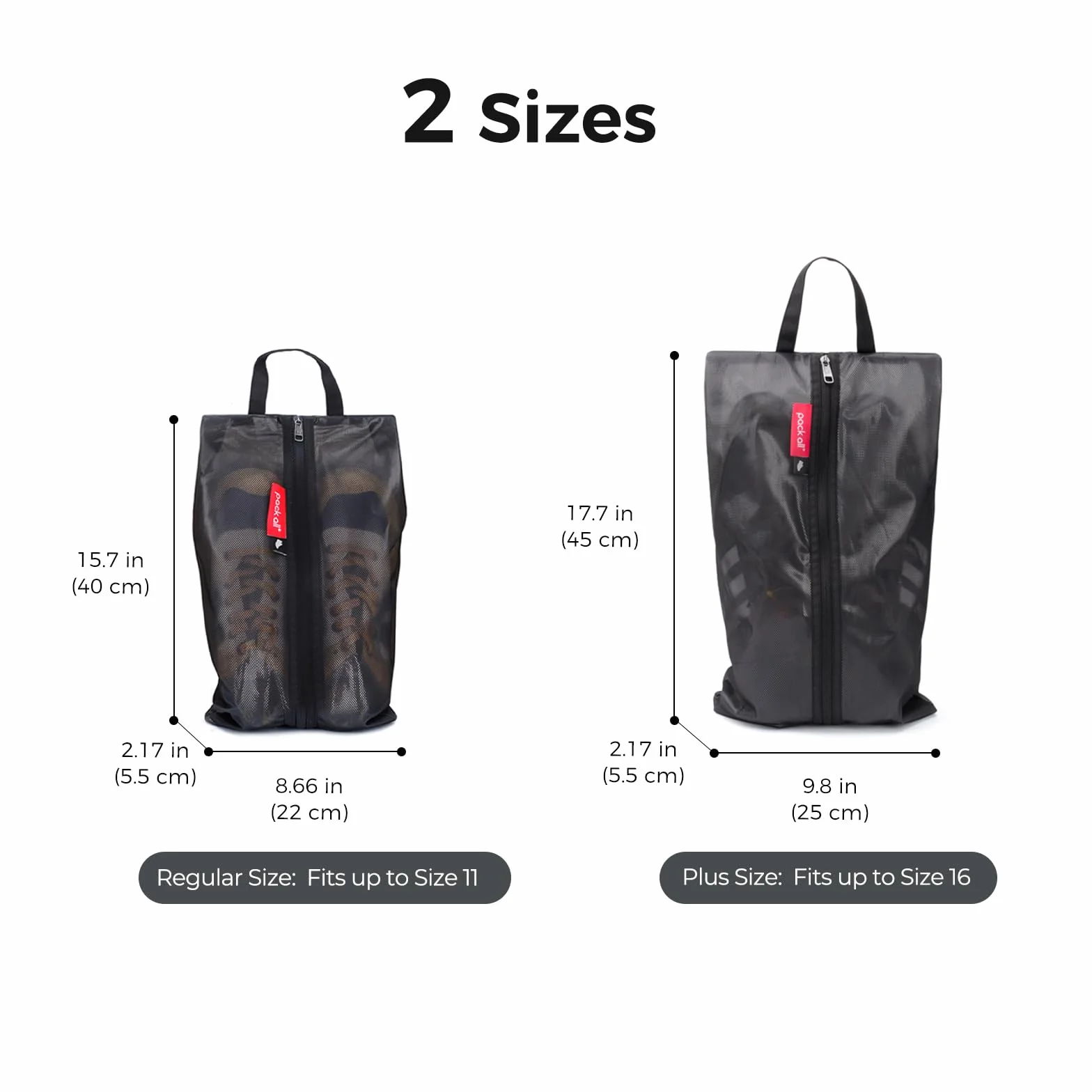 pack all Wodoodporne torby na buty do podróży, organizer do przechowywania etui na buty z zamkiem błyskawicznym, wielokolorowe dla mężczyzn i kobiet, Czarny, Jeden rozmiar, 1 opakowanie