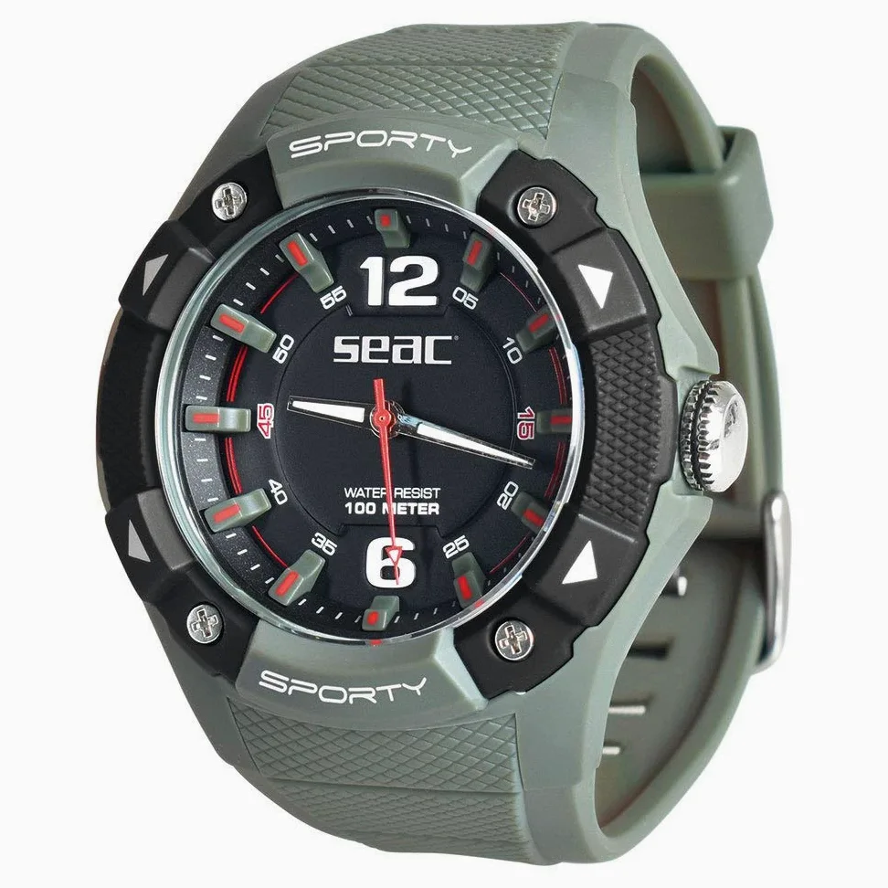 Seac Unisex Adult Sporty zegarek na rękę z gumową taśmą, wodoszczelny 100 m