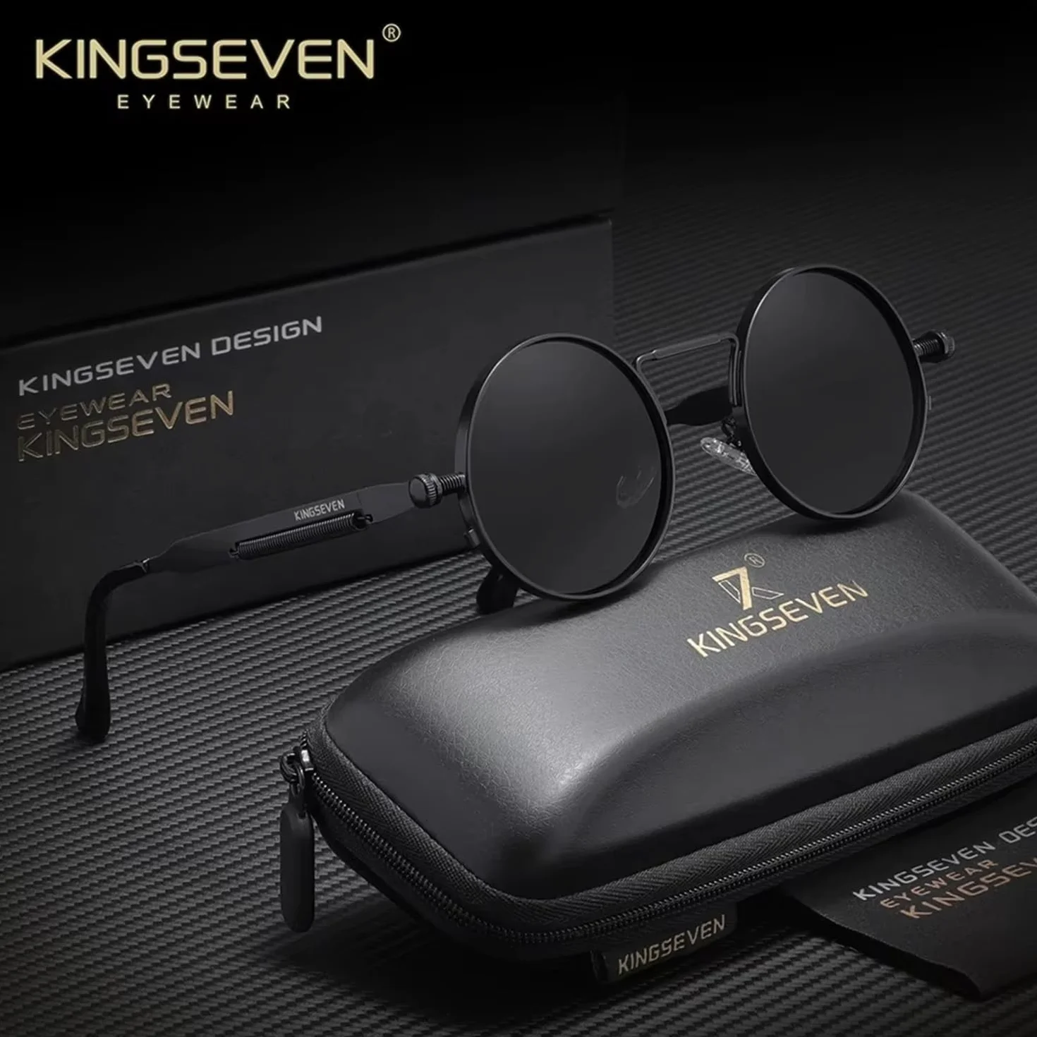 KINGSEVEN Okulary przeciwsłoneczne Lenon Steampunk Okrągłe