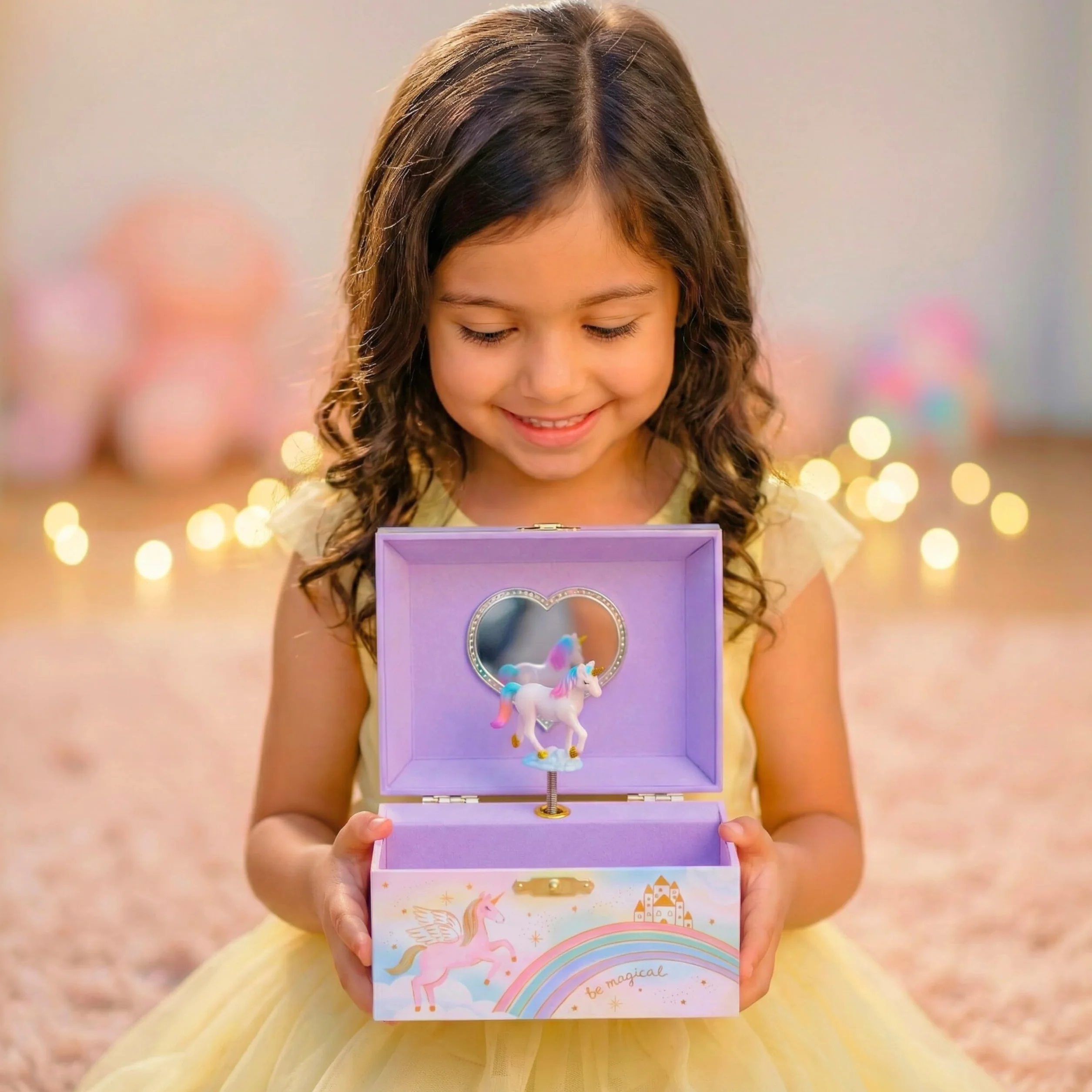 Giggle & Honey® Muzyczna Szkatułka na Biżuterię - Zabawki z Jednorożec dla Dziewczynek 4-6 Lat, Prezenty Jednorożec i Pozytywka dla Dzieci