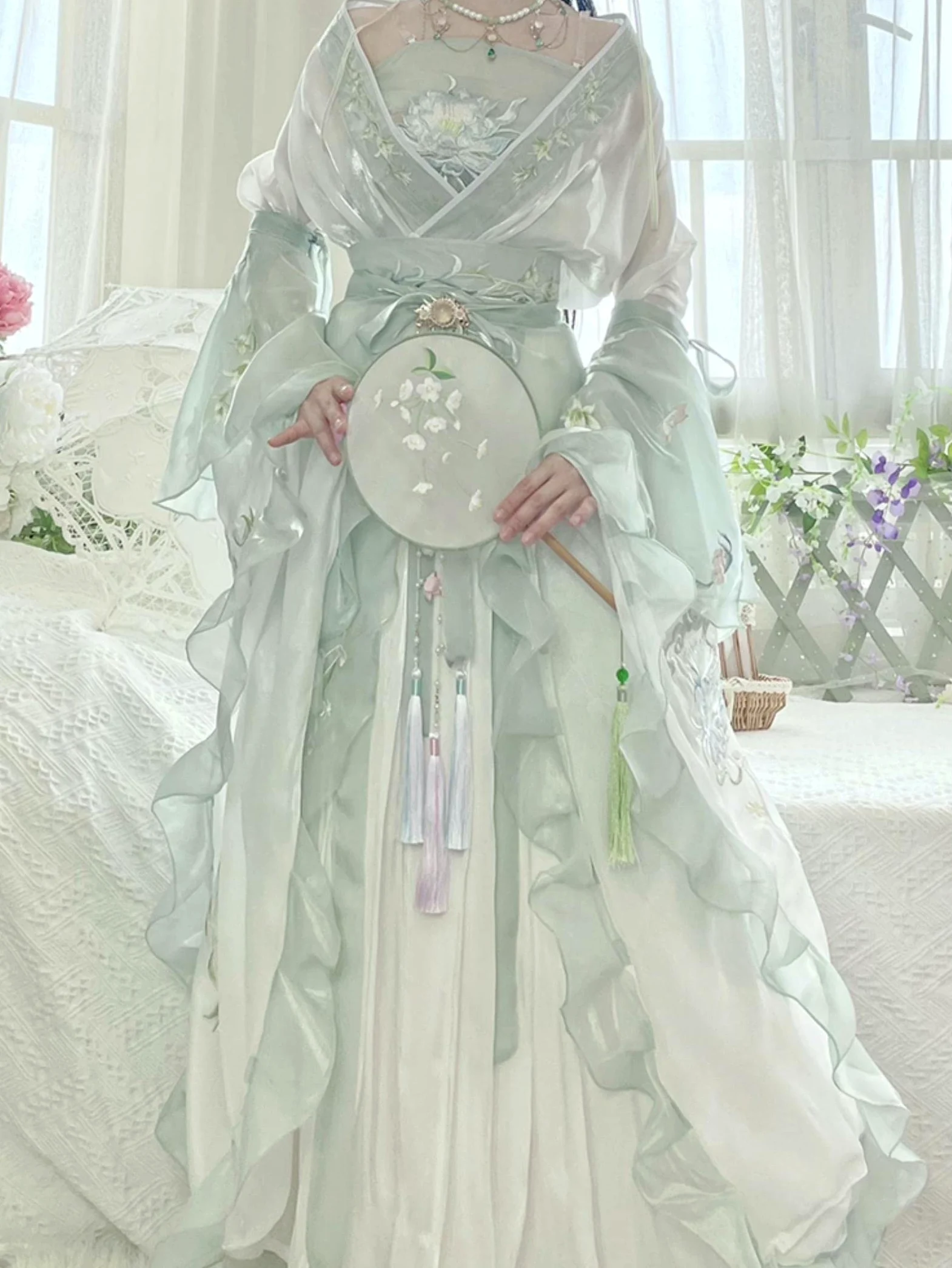 Chińska sukienka Hanfu dla kobiet starożytne tradycyjne haftowane zestawy Hanfu karnawał wróżka kostium cosplay zielona sukienka do tańca Hanfu