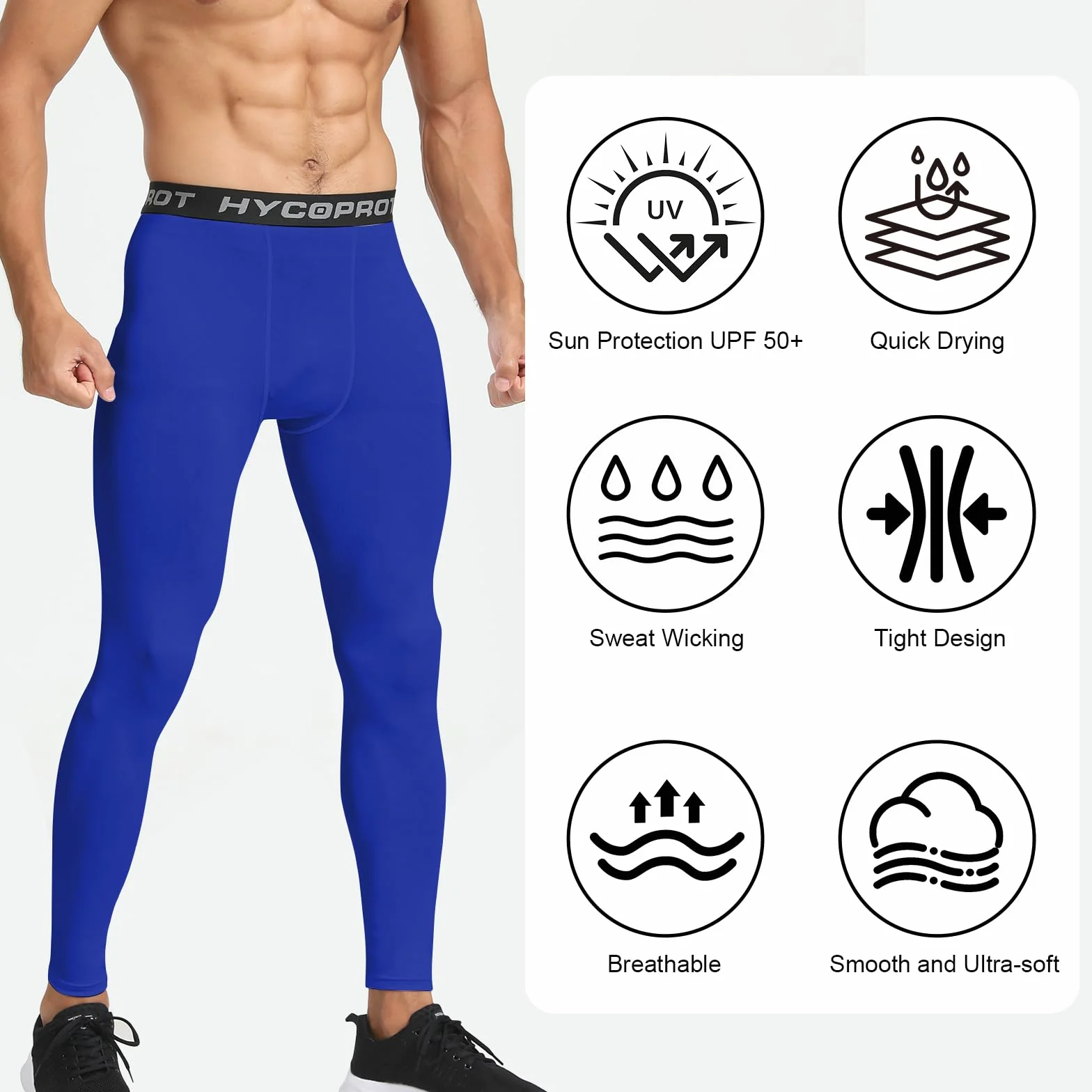 HYCOPROT Męskie Spodnie Kompresyjne - Legginsy do Biegania, Treningu, Koszykówki i Jogi - Sportowe Spodnie Kompresyjne dla Mężczyzn