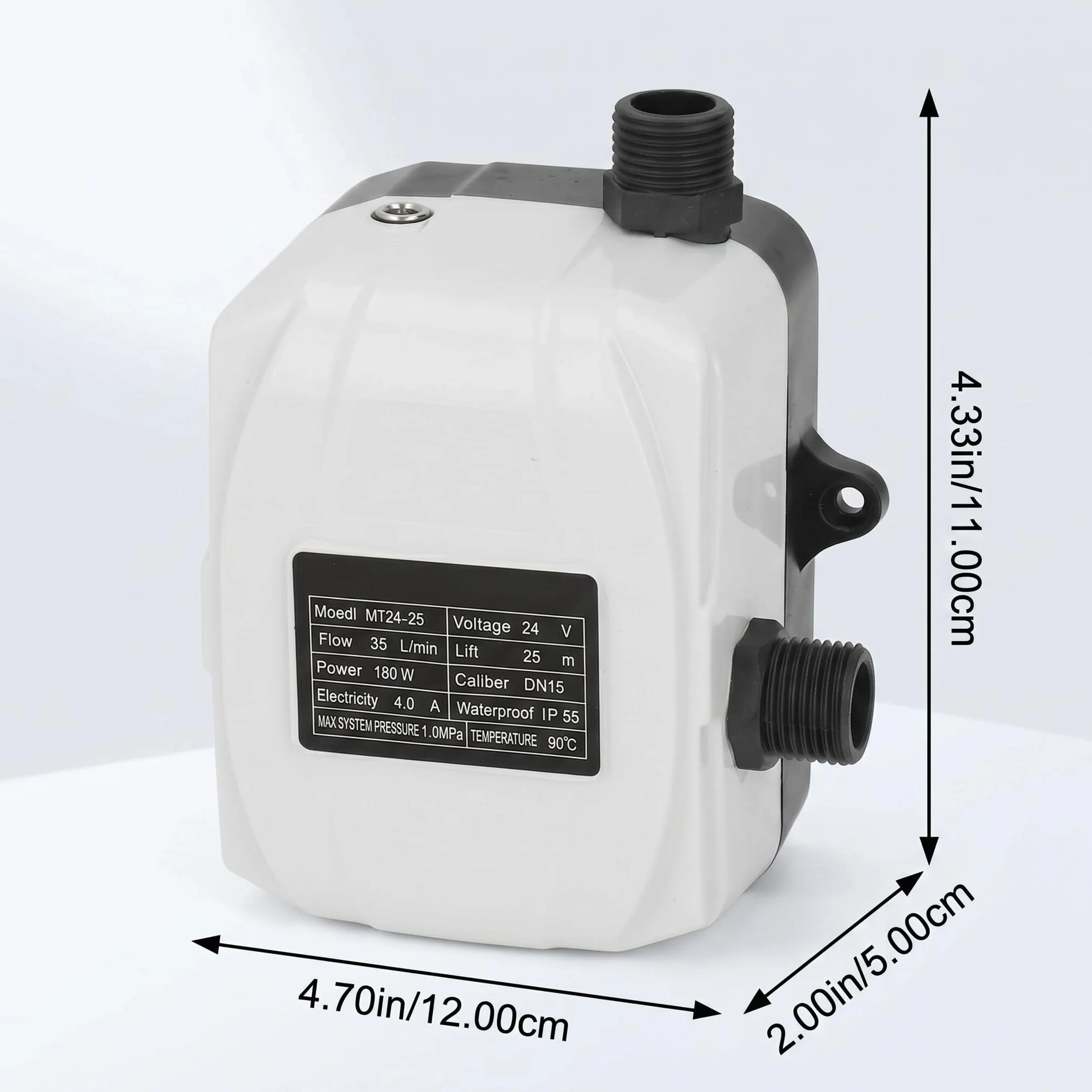 Automatyczna pompa wspomagająca, pompa wspomagająca ABS silnik z mosiądzu o wysokim ciśnieniu wody 180 W do prysznica zlewozmywaka kuchennego DC24V wtyczka europejska AC100‑240V 4,0A