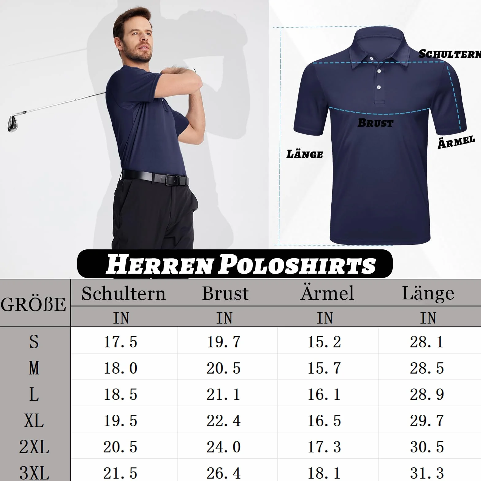 Męskie Koszulki Polo Szybkoschnące z Krótkim Rękawem Poliester Golf T-shirt Turystyczny
