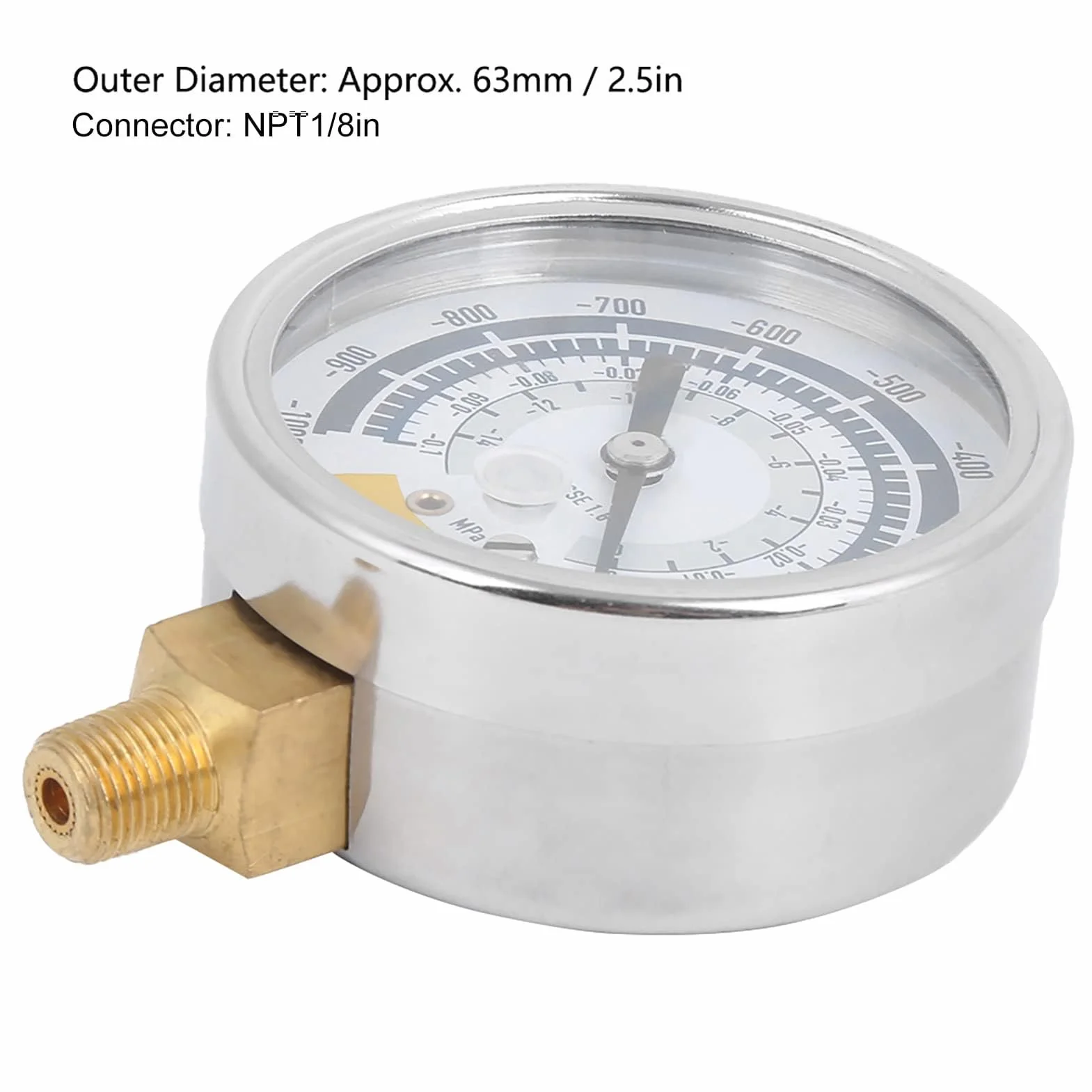Manometr mechaniczny, precyzyjny manometr powietrza instrument do pompy próżniowej 0-14 psi NPT przyłącze 1/8 cala, niezawodny manometr do pomiaru ciśnienia powietrza do pomp próżniowych