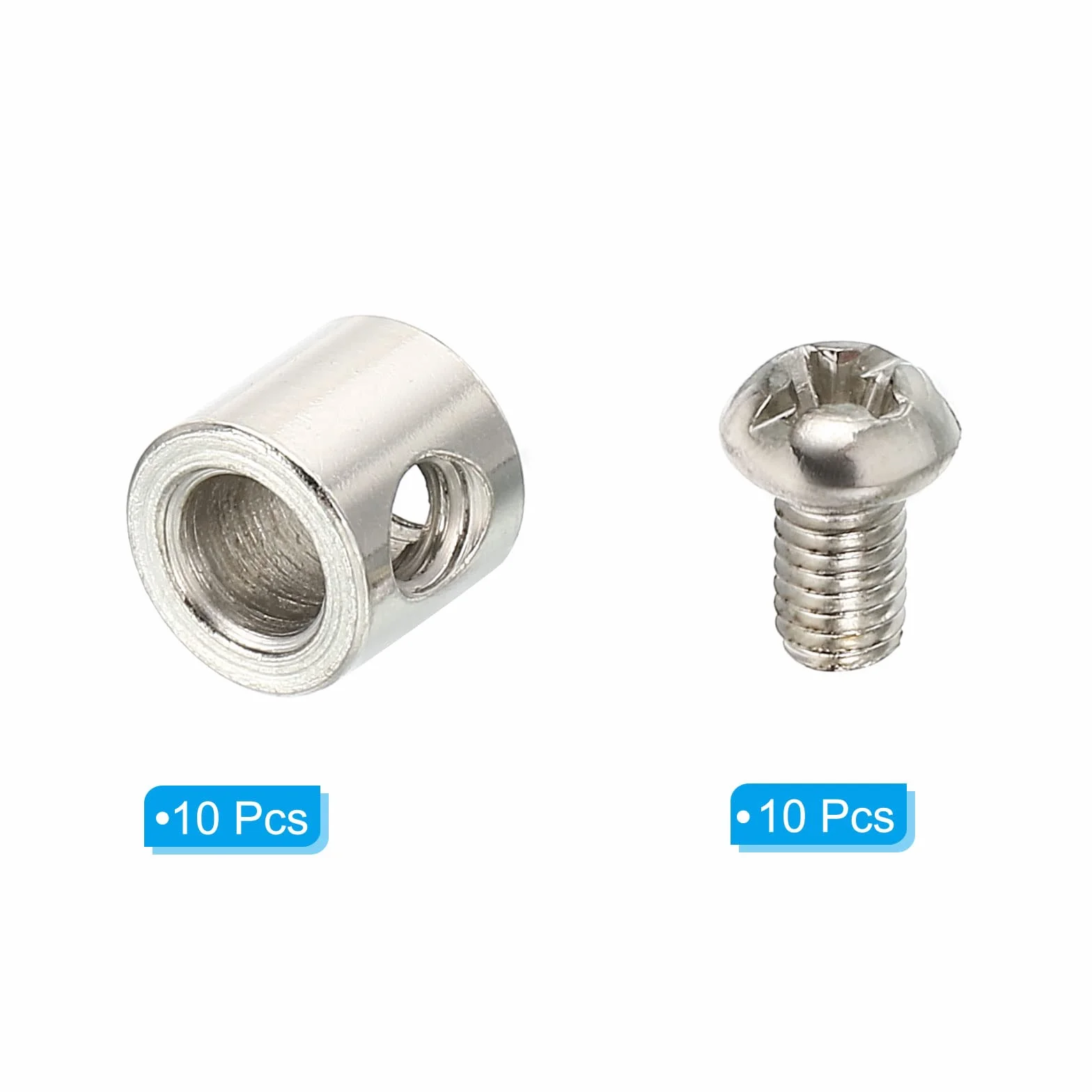PATIKIL Klipsy do liny drucianej, 9 x 8 mm, 10 szt. stalowych zacisków kablowych 5 mm, pojedynczy otwór, zacisk do liny, ze śrubami M4 x 0,7 do kabla